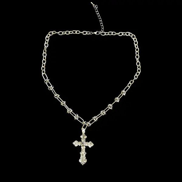 Jewelry Cross Linked Chain Punk Gothic Necklace Size ONE SIZE - 2 Thumbnail
