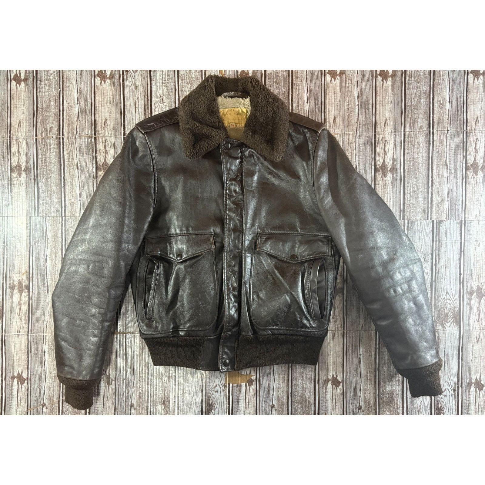 Schott Schott NYC Leather Flight Jacket I-S-674-M-S sz 42 USA Made Size US M / EU 48-50 / 2 - 1 Thumbnail