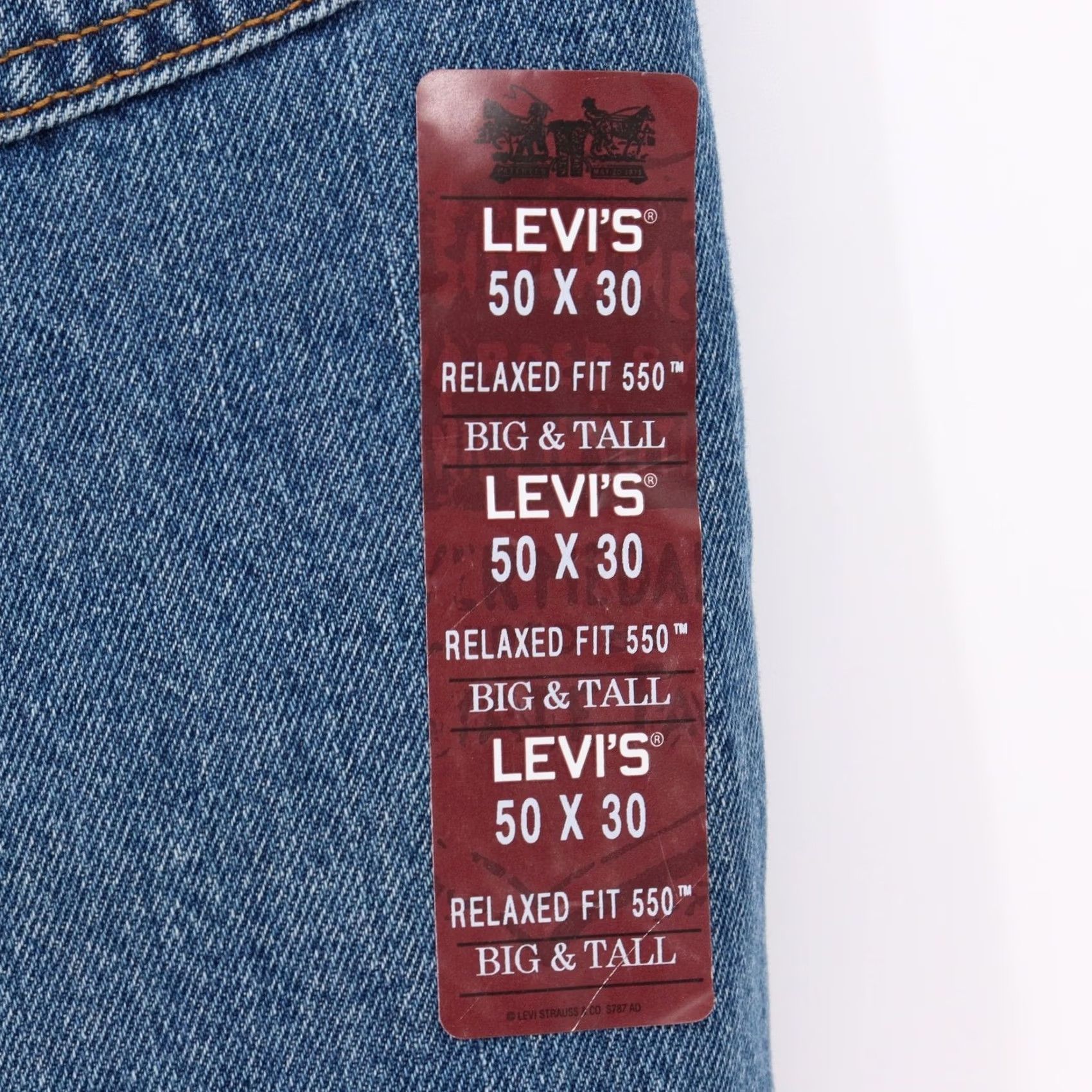 Levi's Levi's 550 Jeans Men 50x30 Blue Denim Relaxed Straight Hemmed 25 Inseam Jeans 50 Waist Button Zip Pockets Logo Cotton Denim Medium Vintage: No Size US 34 / EU 50 - 6 Thumbnail
