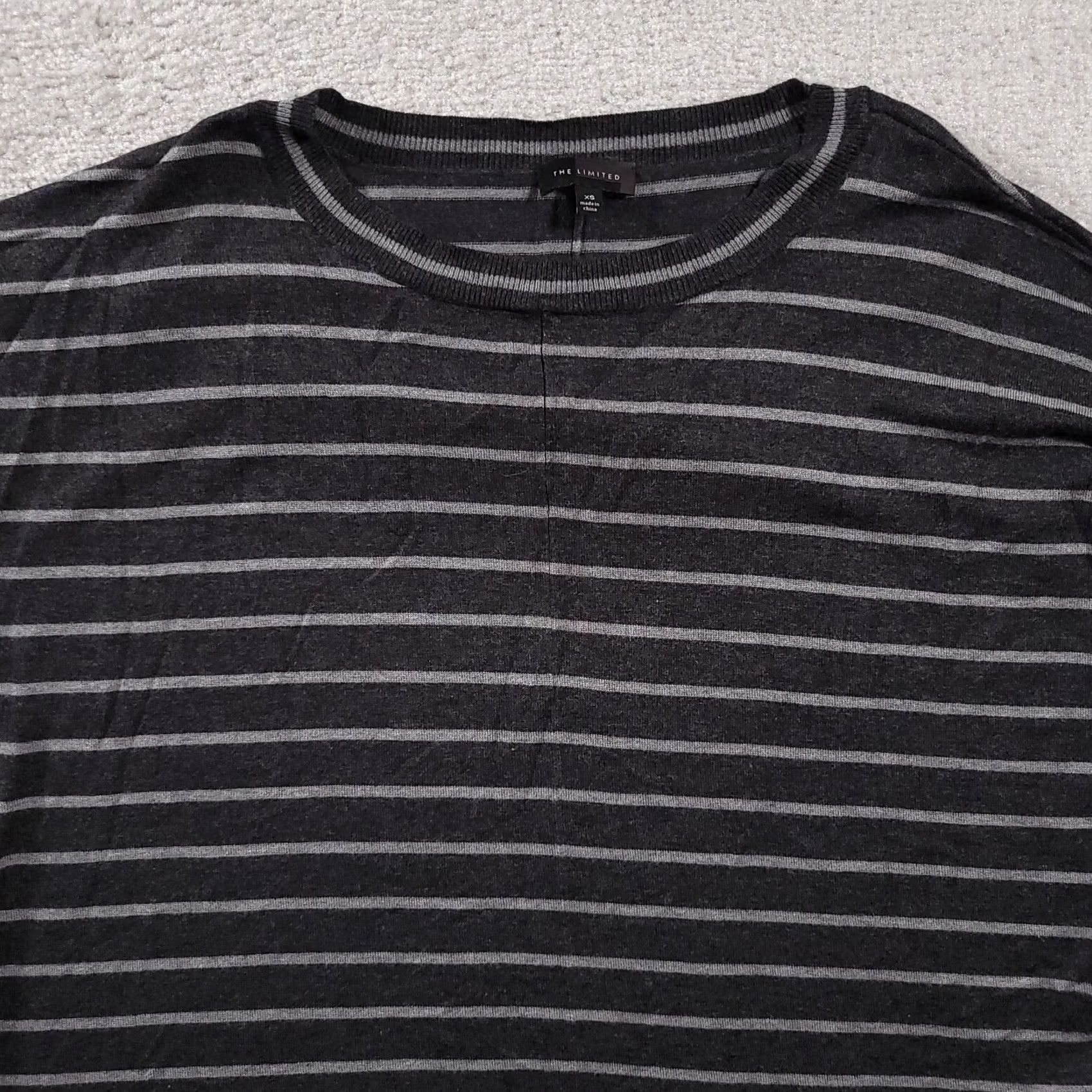 Vintage The Limited Women's XS Gray Striped Rayon Long Sleeve Pullover Size XS / US 0-2 / IT 36-38 - 7 Thumbnail