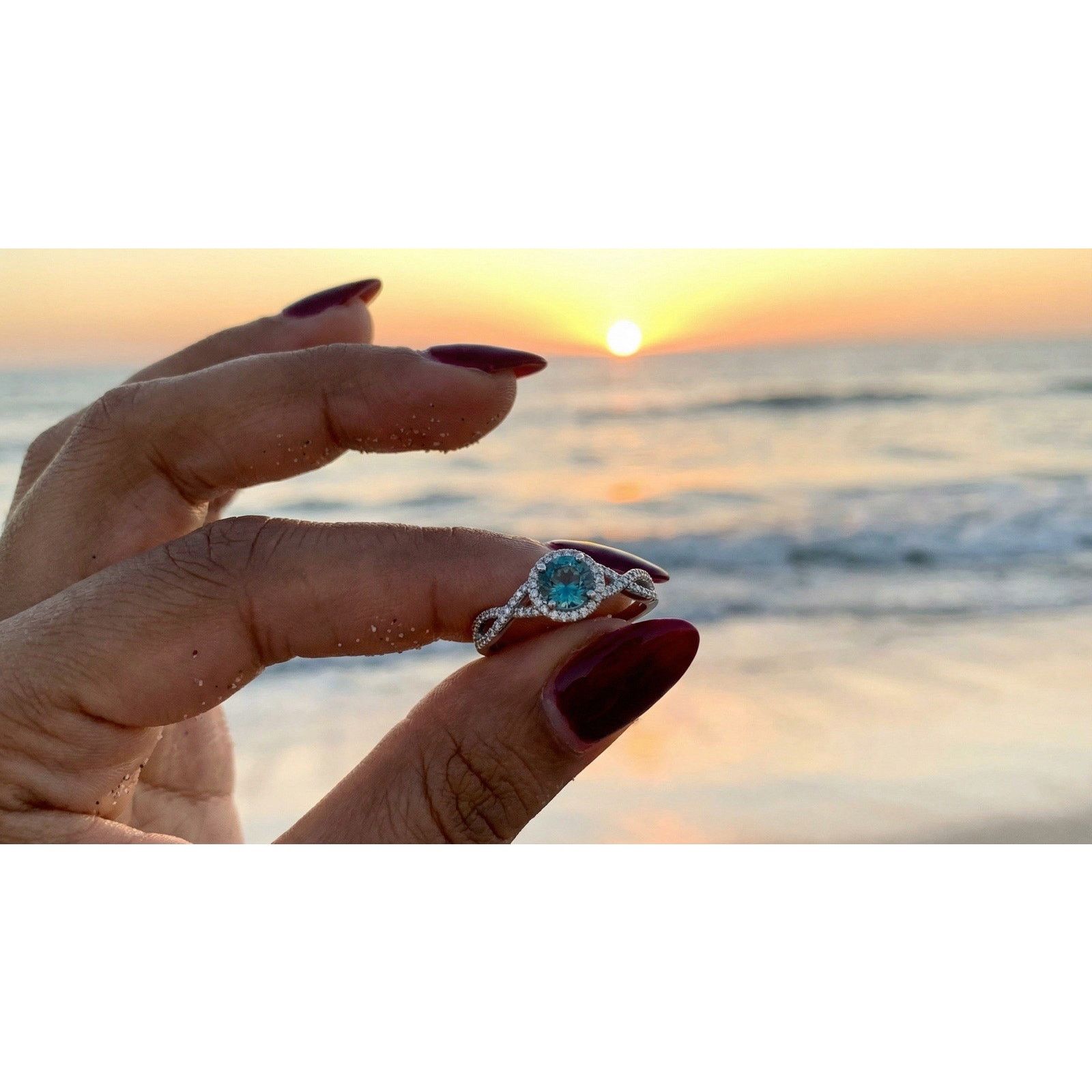 Other Exquisite 0.5ct Mystic Moissanite Halo Ring VVS1 Adjustable Size ONE SIZE - 3 Thumbnail