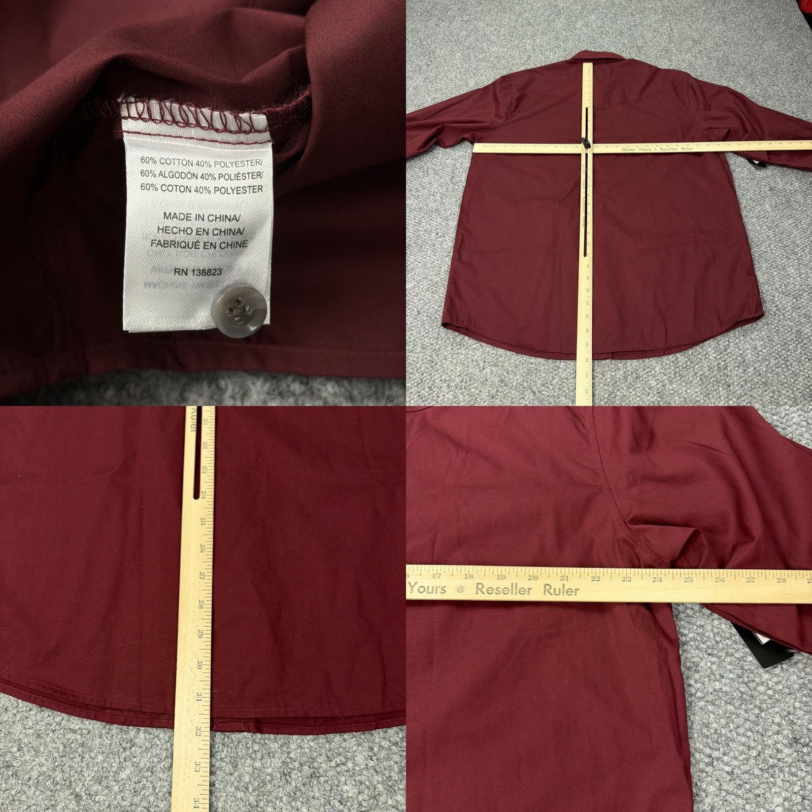 Vintage Gibson Trading Company Shirt Mens XL Burgundy Western Pearl Snap Long Sleeve Size US XL / EU 56 / 4 - 8 Thumbnail