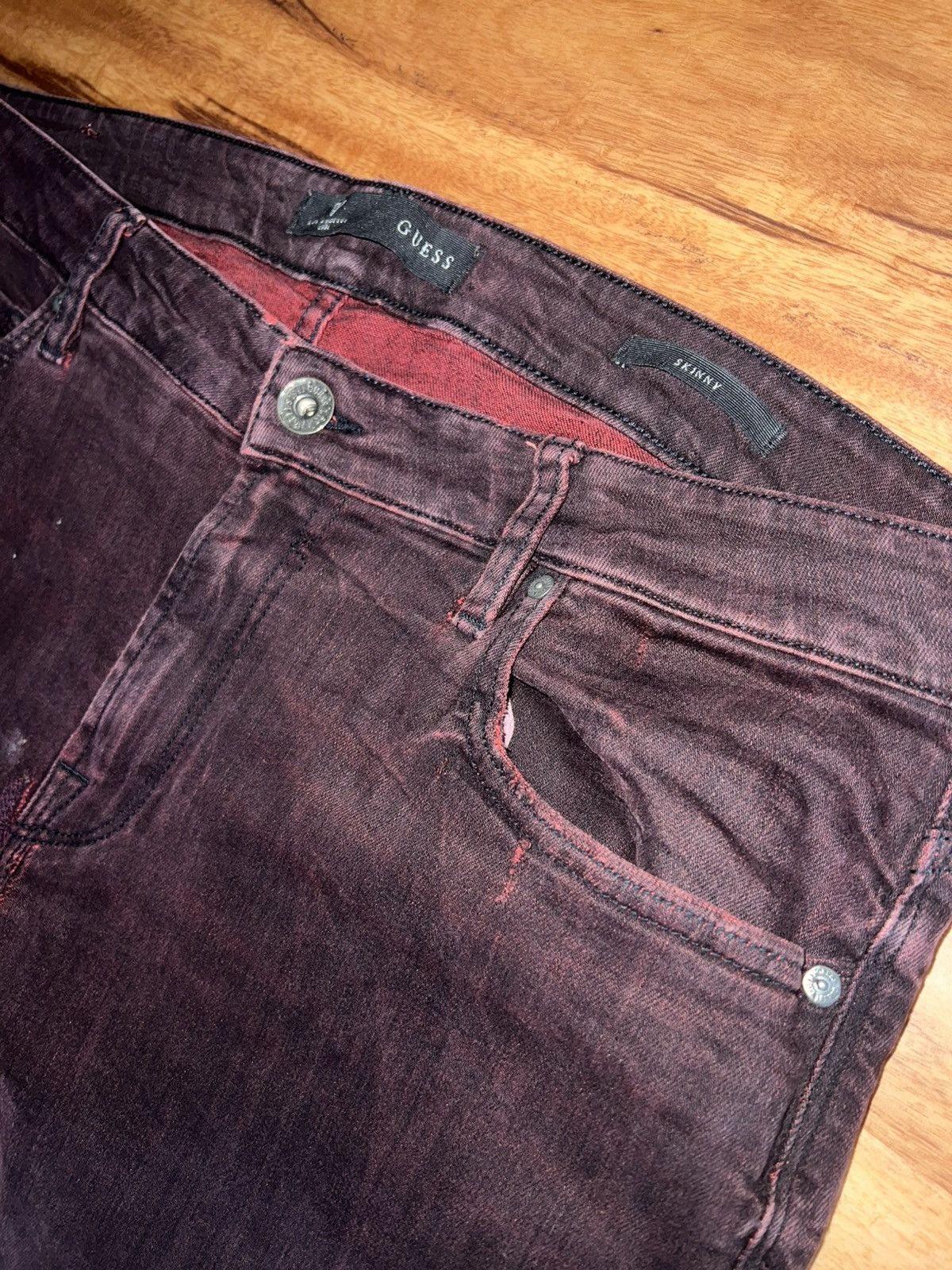 Guess Guess “Maroon-Dyed” Skinny Jeans Size US 36 / EU 52 - 5 Thumbnail