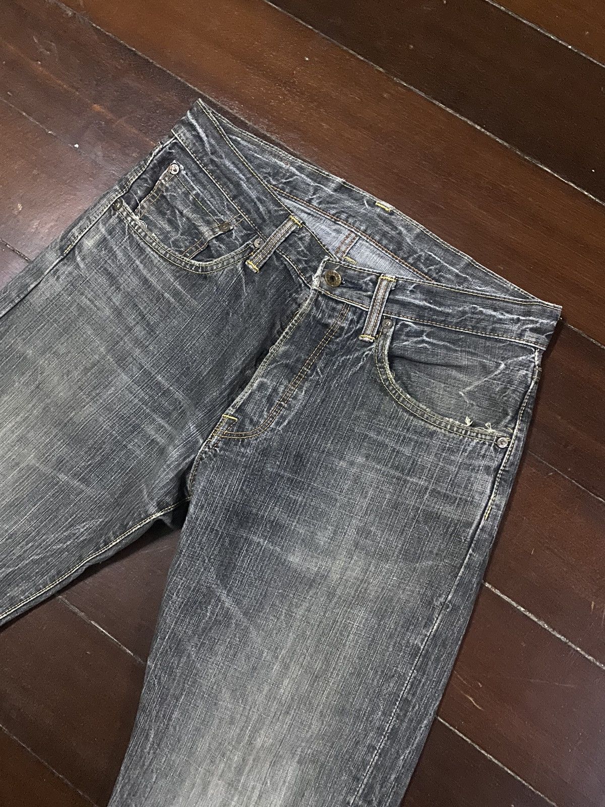 Edwin Vintage Edwin 505 BXX Selvedge FLARE JEANS THUNDER Size US 33 - 7 Thumbnail
