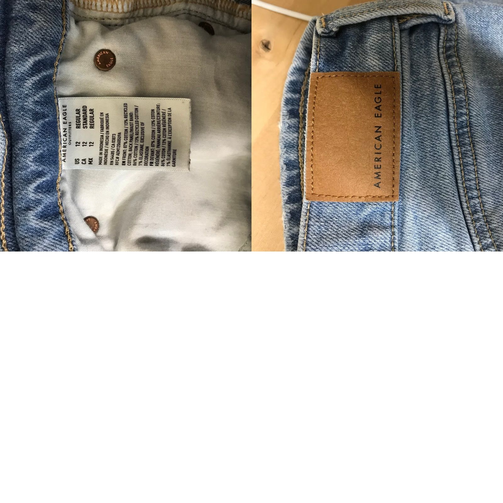 Vintage American Eagle Strigid Jeans High Rise Wide Leg Light Wash Blue 12 Regular Women Size 34" / US 12 / IT 48 - 8 Thumbnail