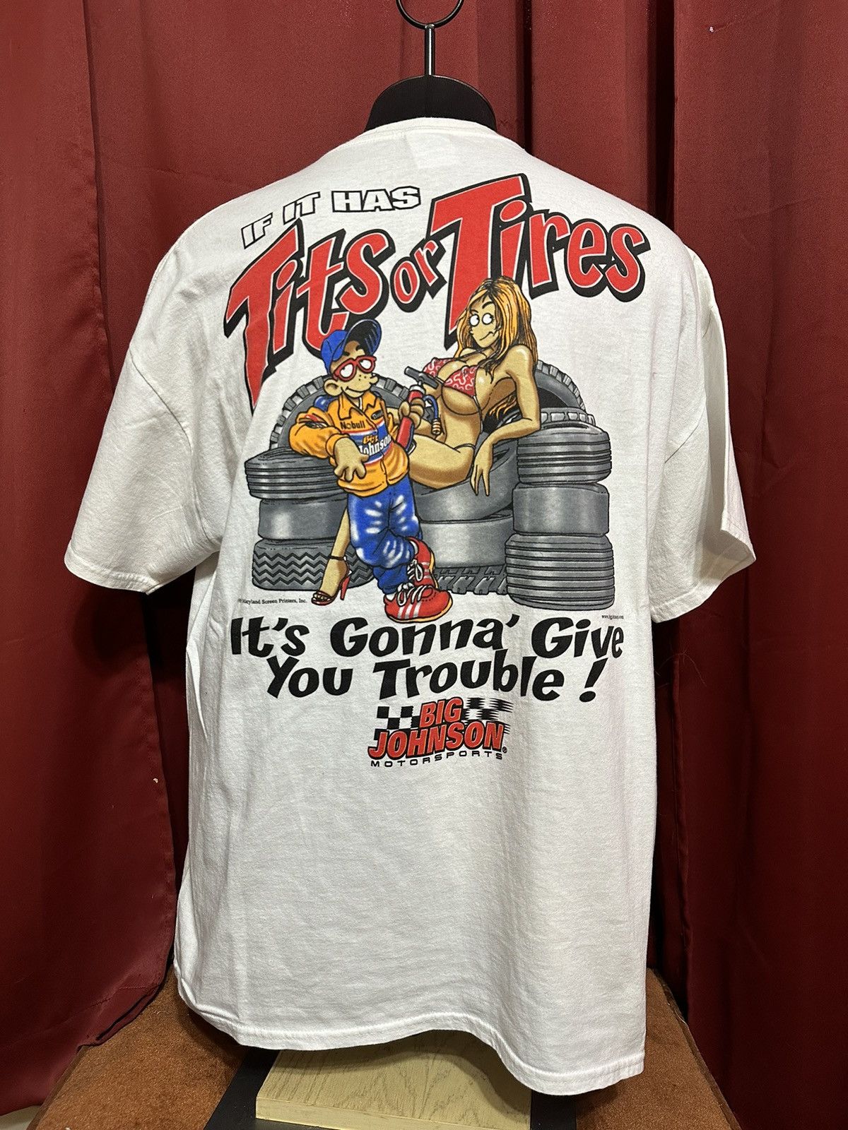 Vintage Big Johnson Shirt Tits or Tires Funny Tee Grail
