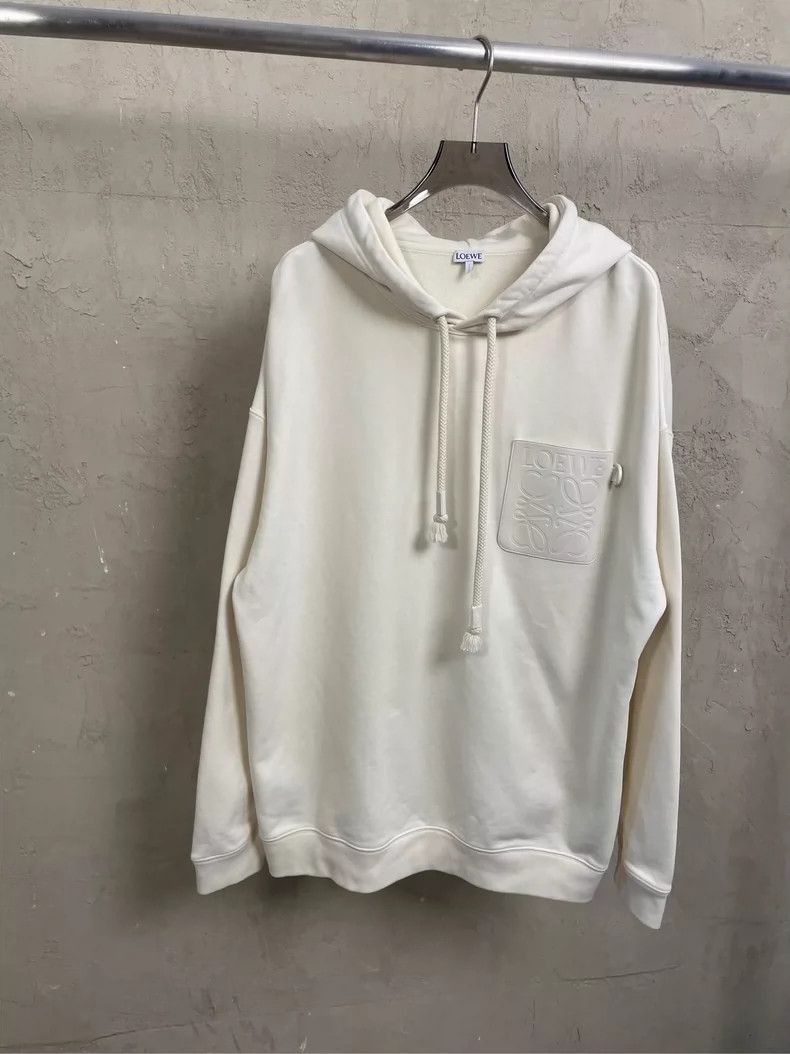 Loewe loewe Beige leather logo hooded sweatshirt hoodie 2506-Next Size US L / EU 52-54 / 3 - 1 Thumbnail