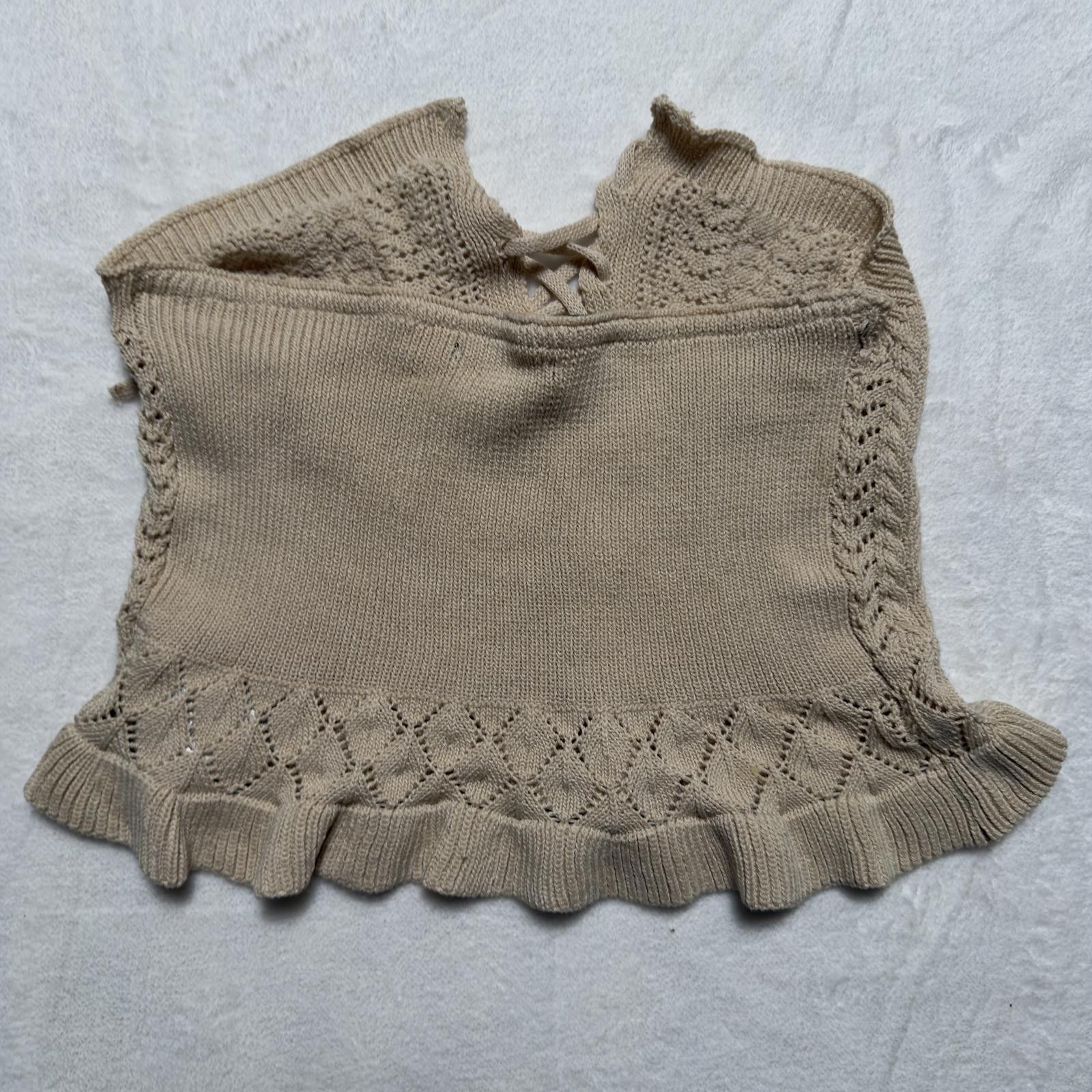 Forever 21 Cream Pointelle Knit Lace Up Corset Top Fairycore Coquette Size M / US 6-8 / IT 42-44 - 2 Thumbnail