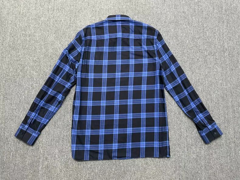 Givenchy Givenchy Size 40Blue Plaid Shirt with Chest Pocket Design 2 Size US M / EU 48-50 / 2 - 2 Thumbnail