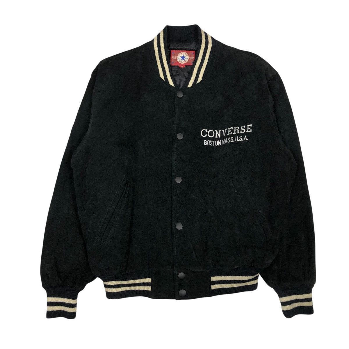 Japanese Brand 🔥VINTAGE BOMBER LEATHER JACKET CONVERSE ALL STAR BOSTON MASS Size US M / EU 48-50 / 2 - 2 Thumbnail