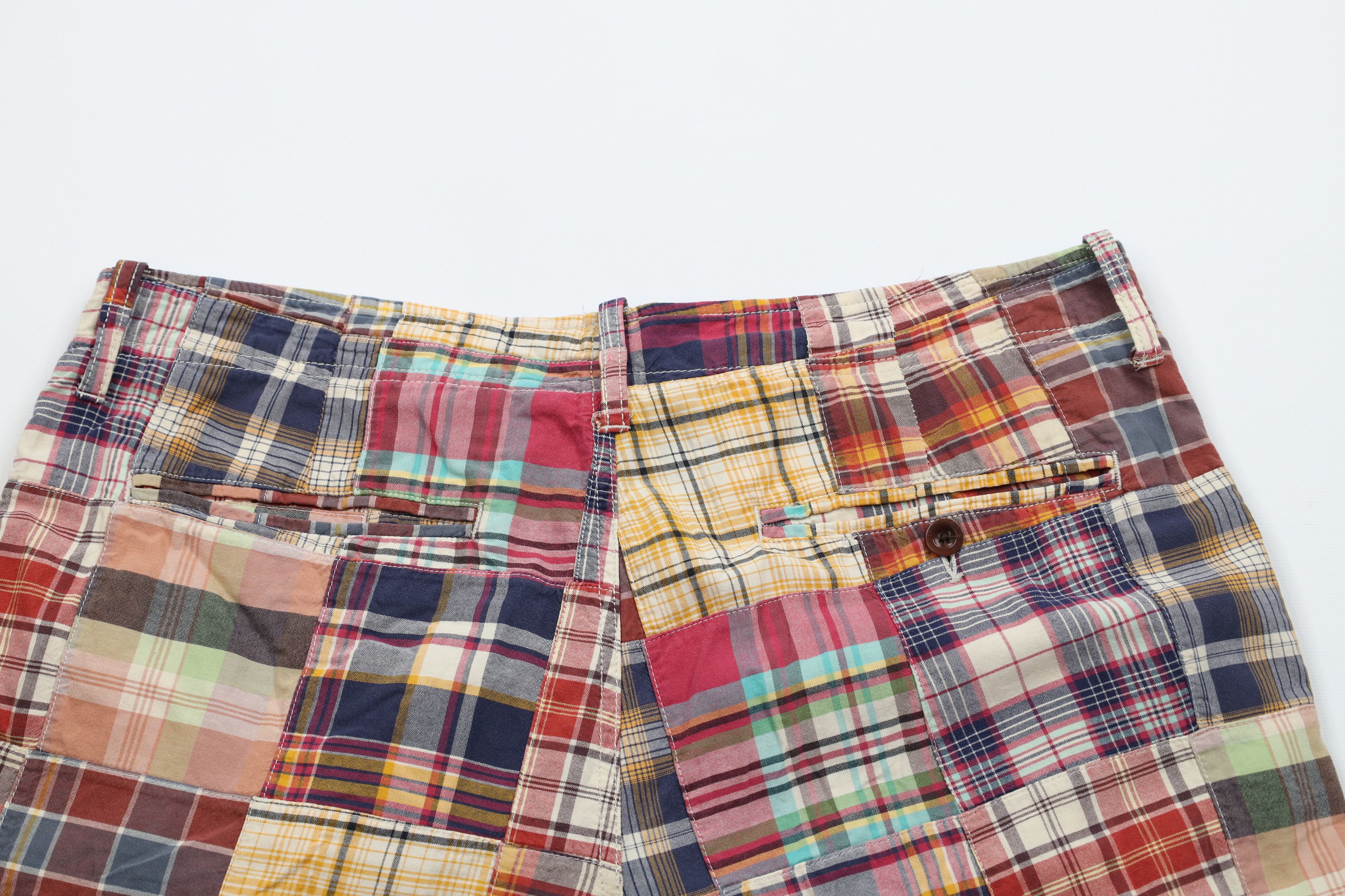 J.Crew × Vintage Vintage 90s Y2K J Crew Patchwork Rainbow Madras Shorts Size US 35 - 8 Thumbnail