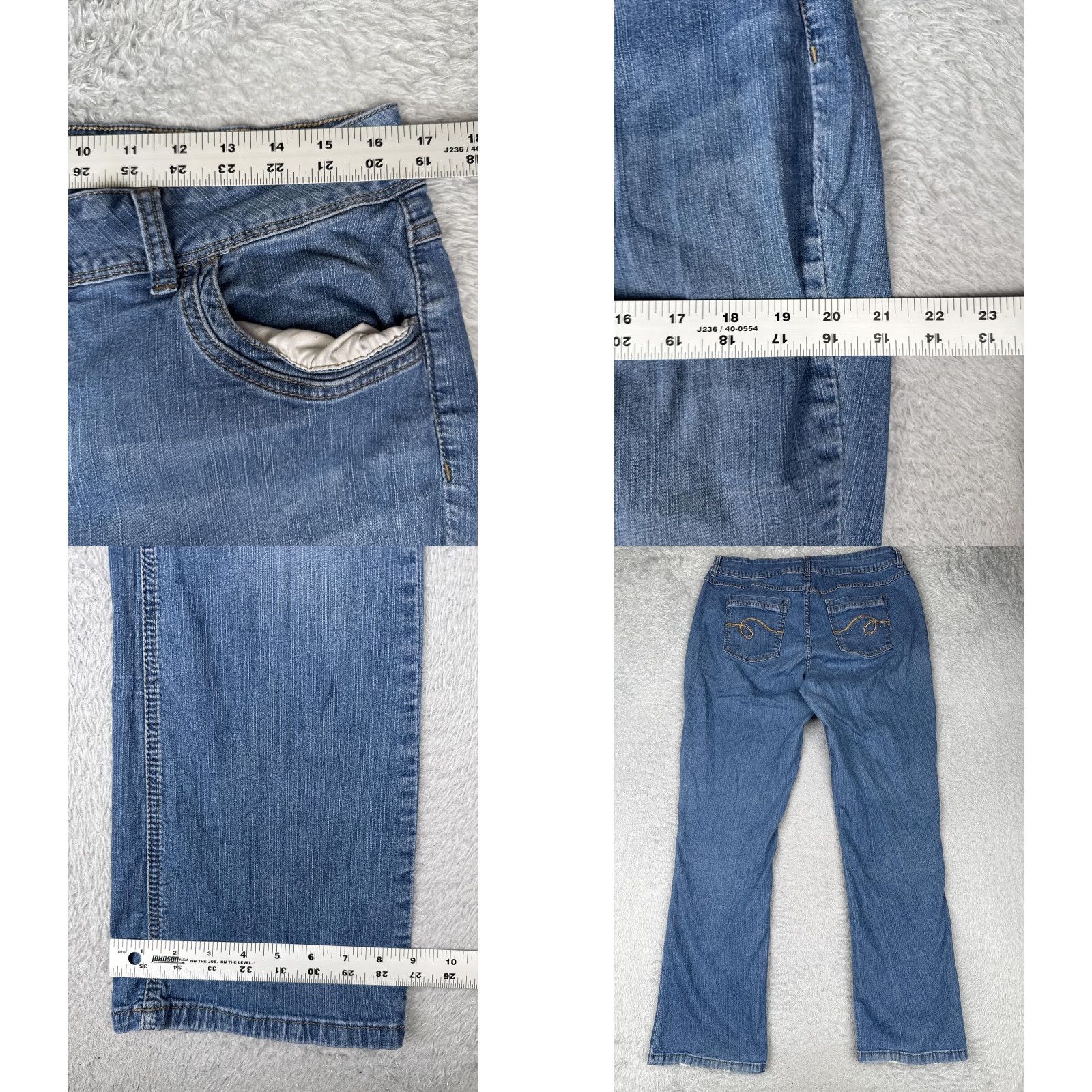 Vintage Riders by Lee Jeans Womens Bootcut Denim 32x31 Medium Blue Mid Rise 5-Pocket Embroidered Studded Modern Stretch Size 24" / US 00 / IT 34 - 9 Thumbnail