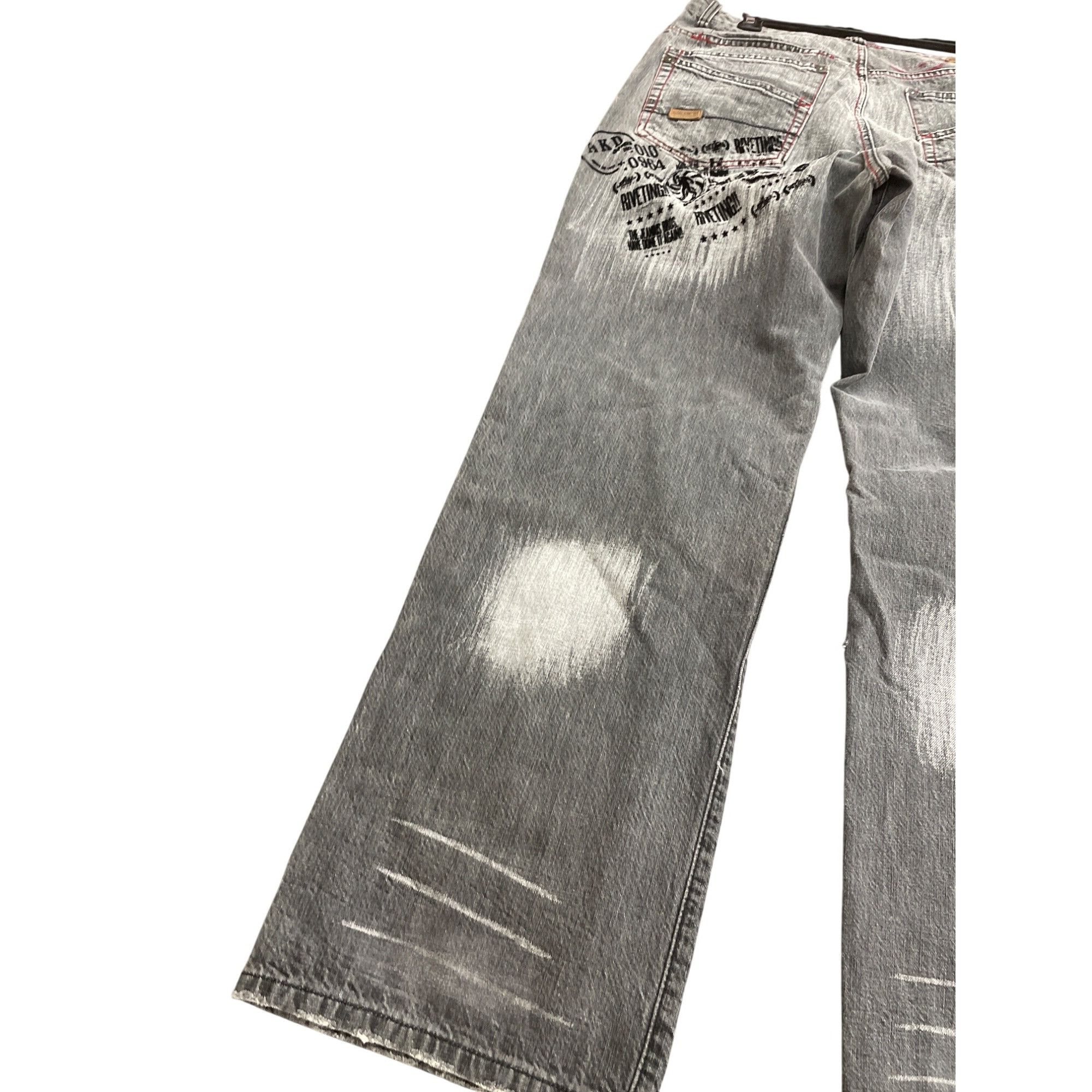 Akademiks Akademiks Mens Distressed Gray Graphic Wide-Leg Jeans Size 3 Size US 34 / EU 50 - 12 Thumbnail