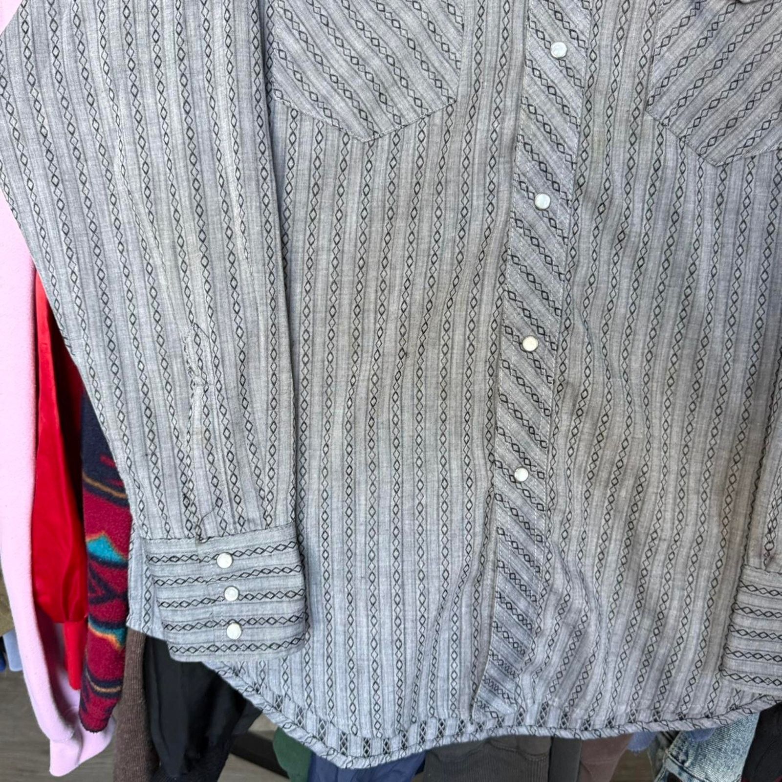 Wrangler Vintage 90s Wrangler Western Pearl Snap Shirt Grey Size US M / EU 48-50 / 2 - 3 Thumbnail