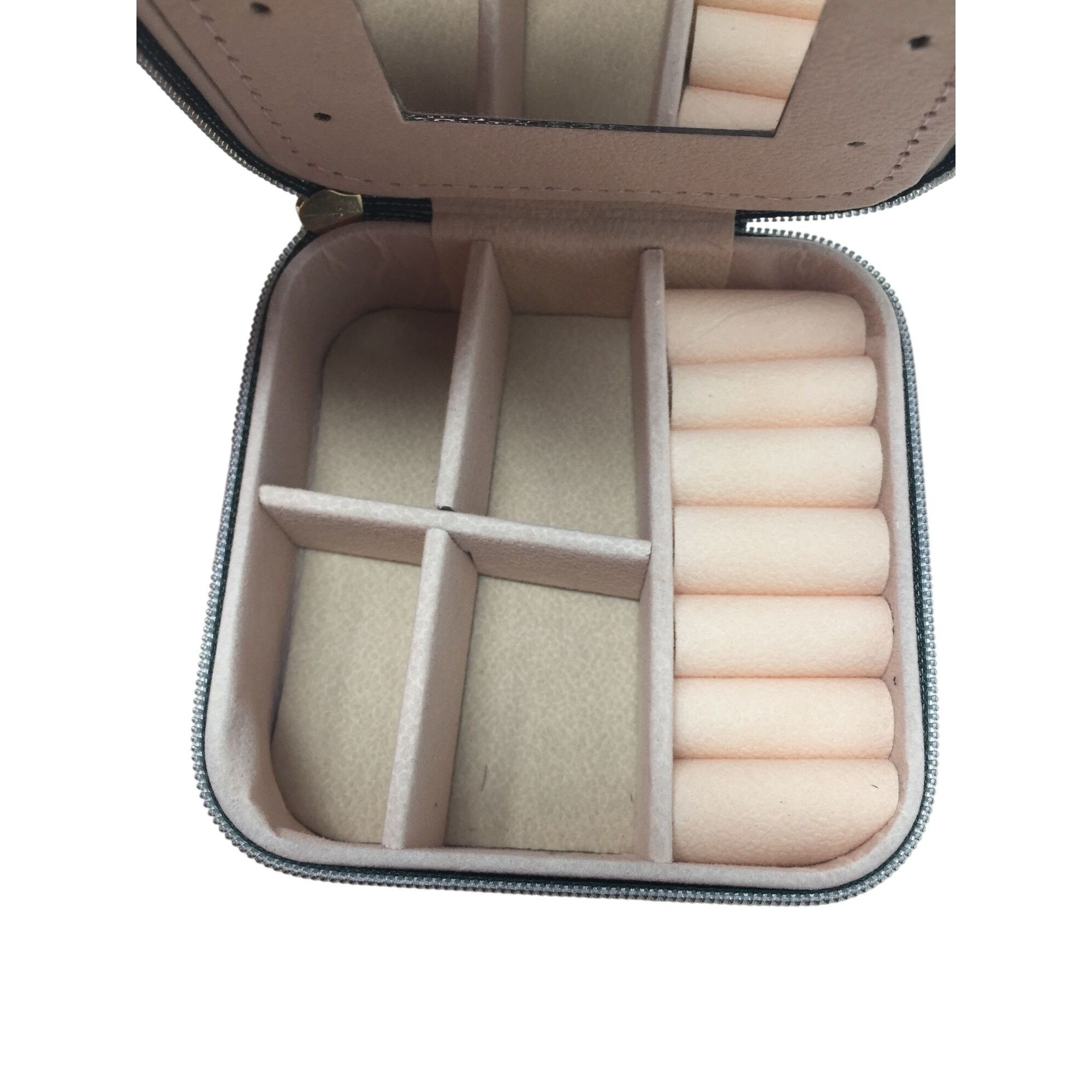 Other Dark Green Zippered Mini Portable Travel Jewelry Box with Go Size ONE SIZE - 9 Thumbnail