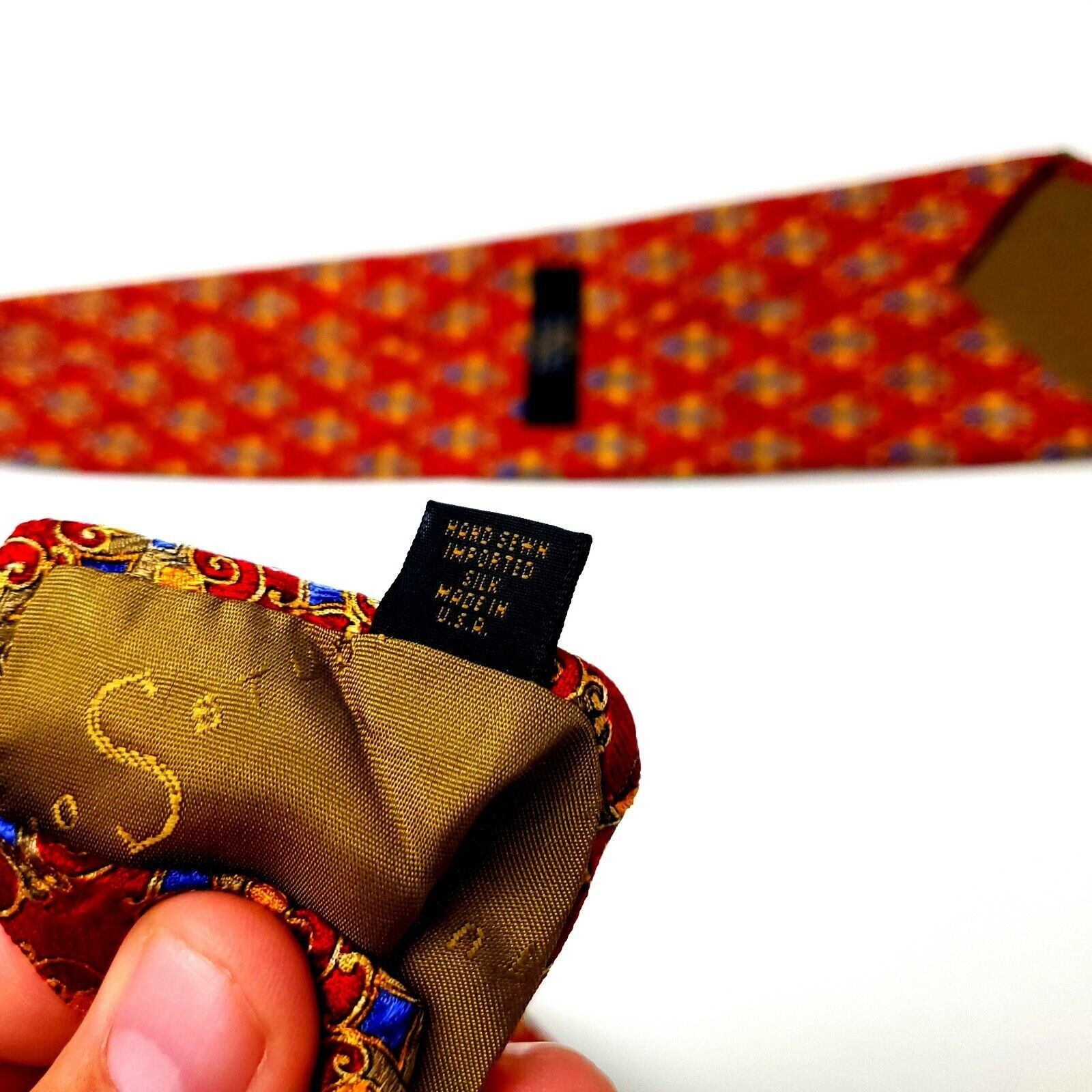 Robert Talbott Robert Talbott Studio Silk Tie Print Red Short Wide Geometri Size ONE SIZE - 4 Thumbnail