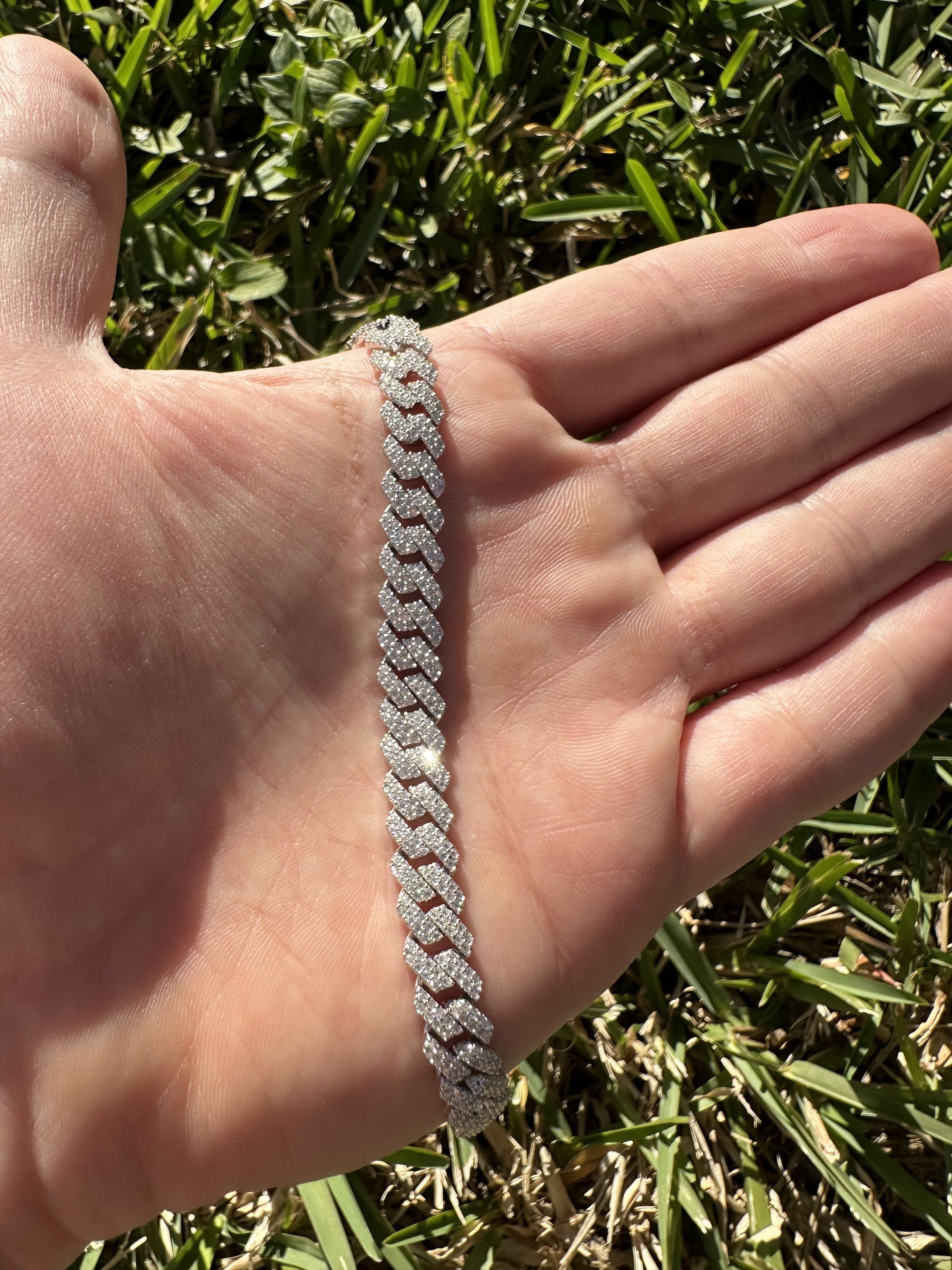 Jewelry Moissanite VVS 6.5 inch 8mm Cuban bracelet Sterling Silver Size ONE SIZE - 7 Thumbnail