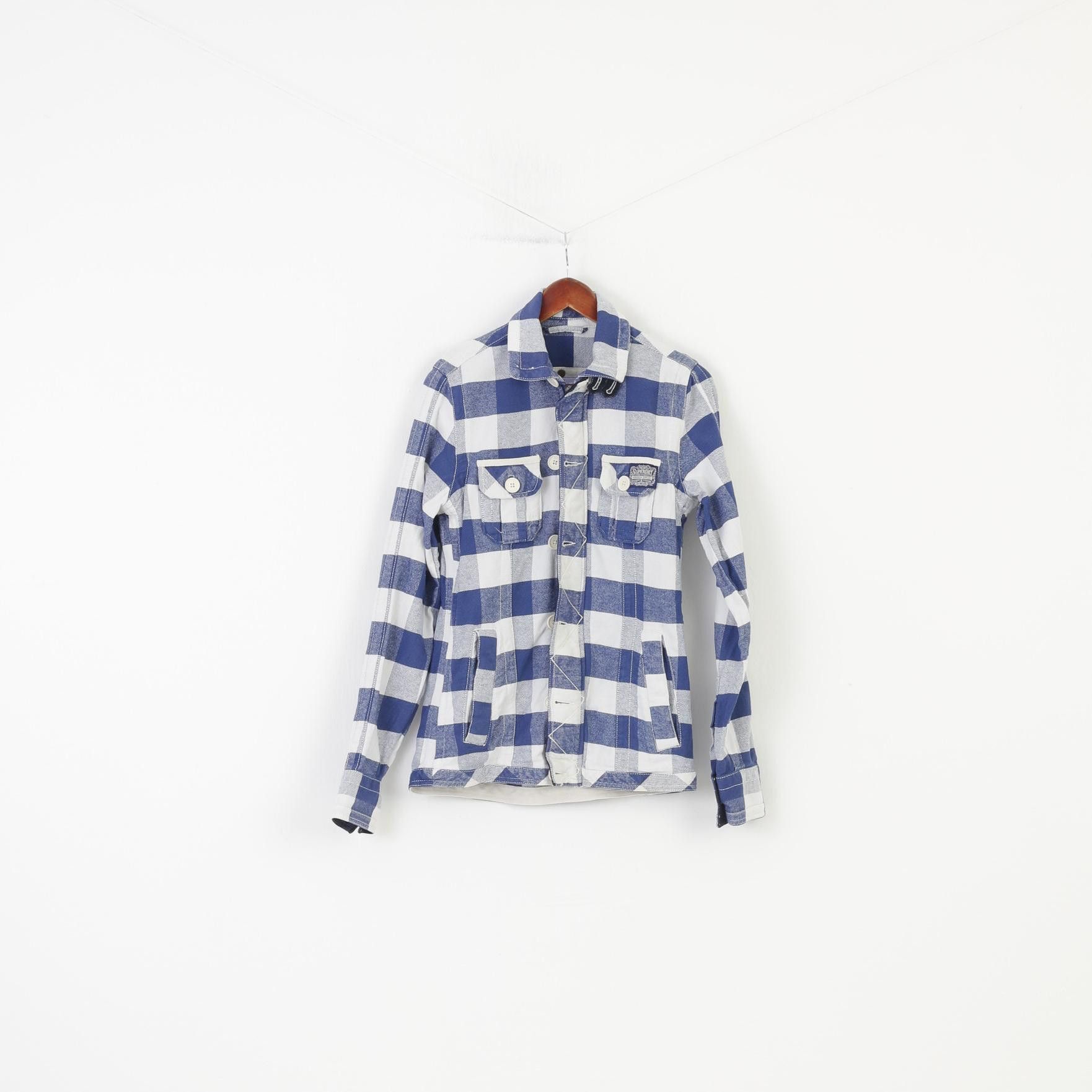 Superdry Superdry Men S Jacket Checkered Blue White Cotton 2205 Size US S / EU 44-46 / 1 - 1 Thumbnail