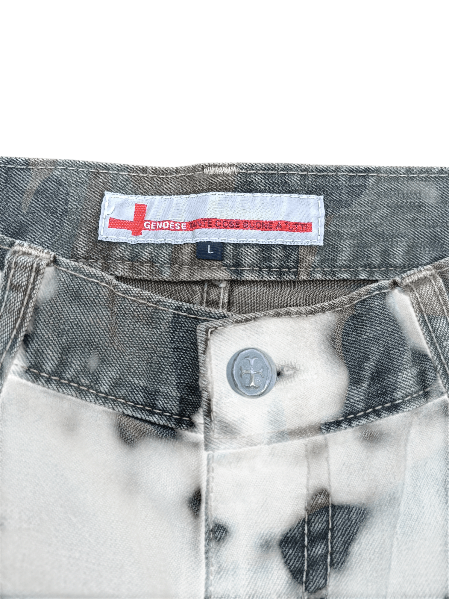 Japanese Brand FLARED💥Genoese Okayama Distressed Multi Pocket Camo Pant Size US 31 - 12 Thumbnail