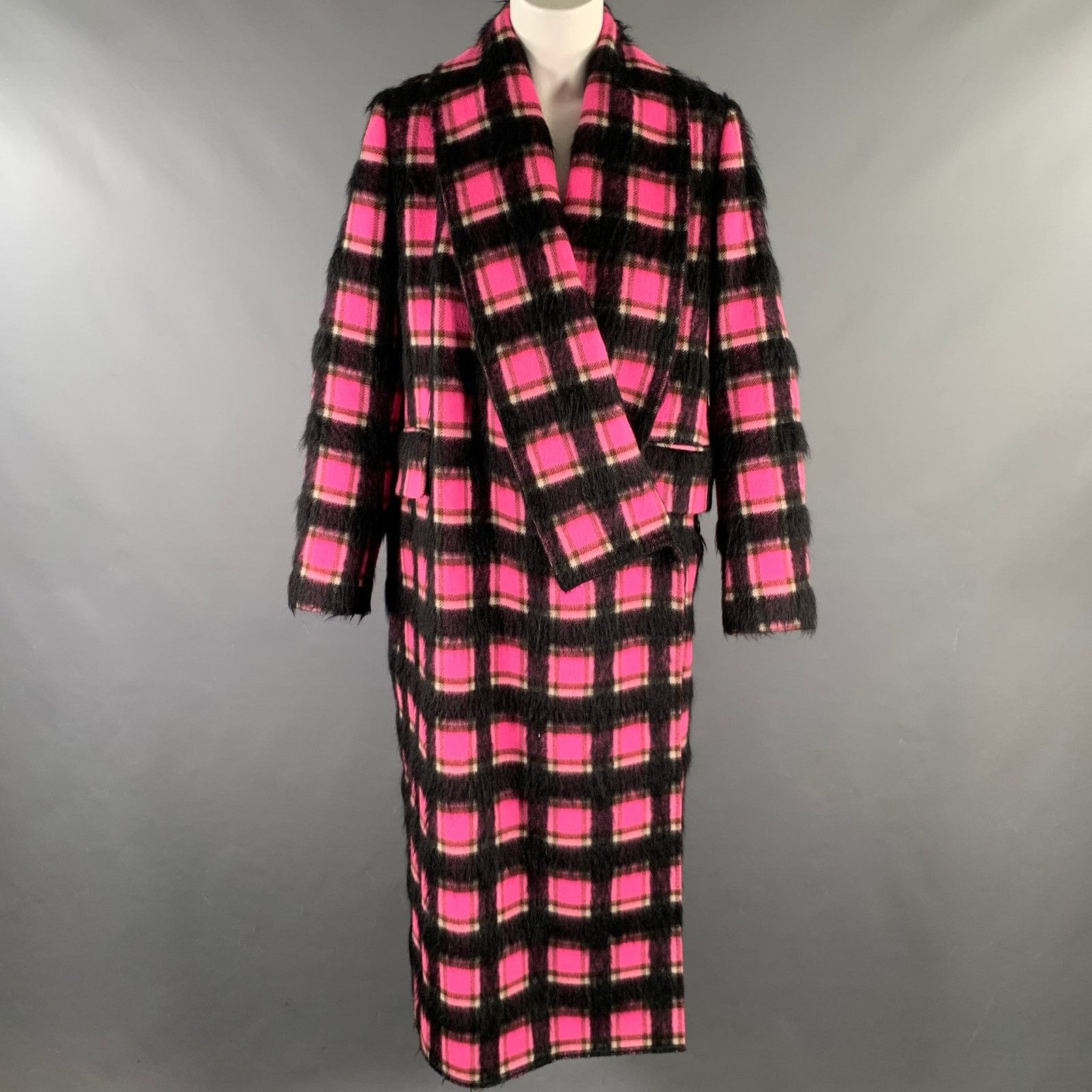 Golden Goose GOLDEN GOOSE Size S Pink Black White Plaid Shawl Lapel Coat Size S / US 4 / IT 40 - 1 Thumbnail