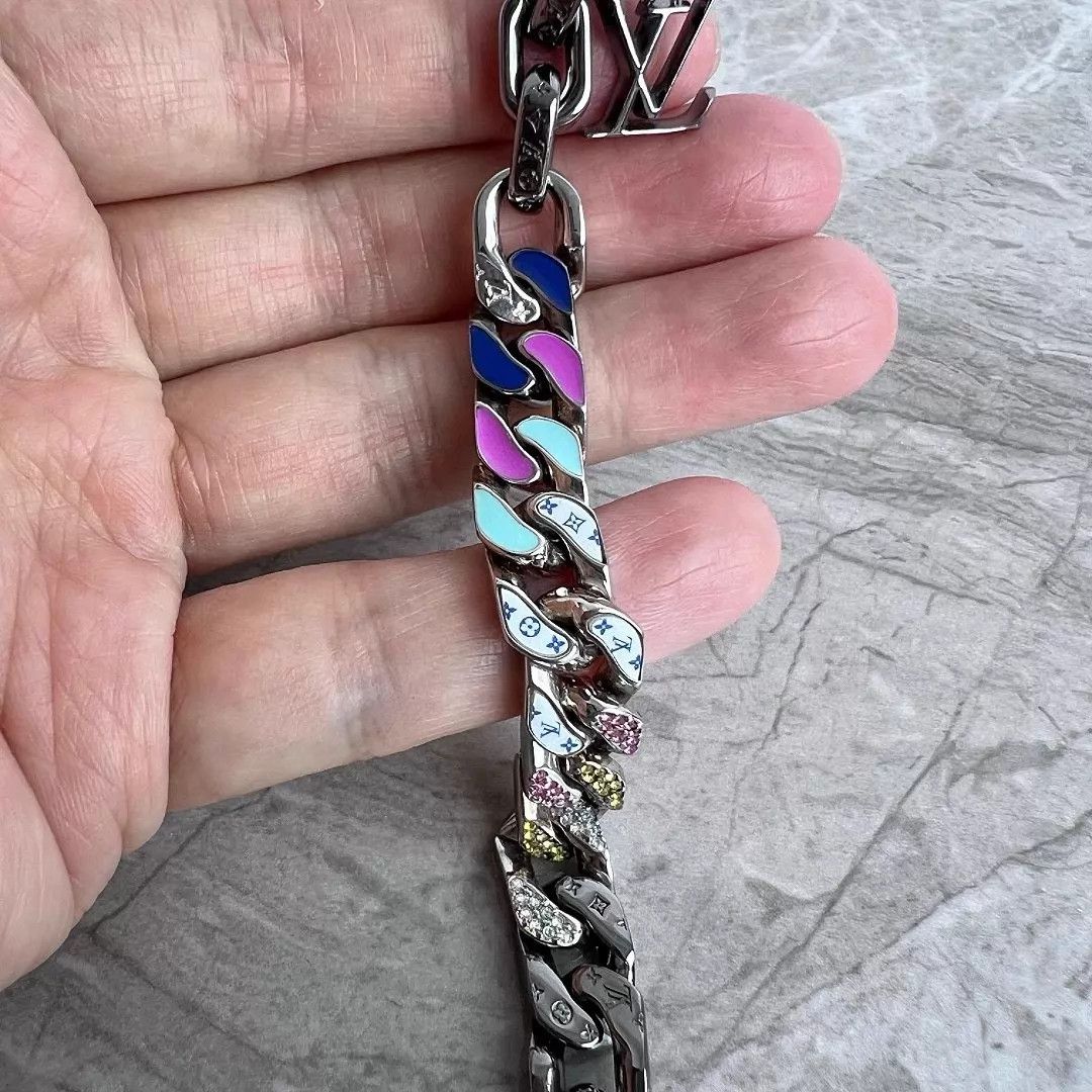 Louis Vuitton LV Paradise Macaron Enamel Crystal Cuban Chain Bracelet L Size ONE SIZE - 6 Thumbnail