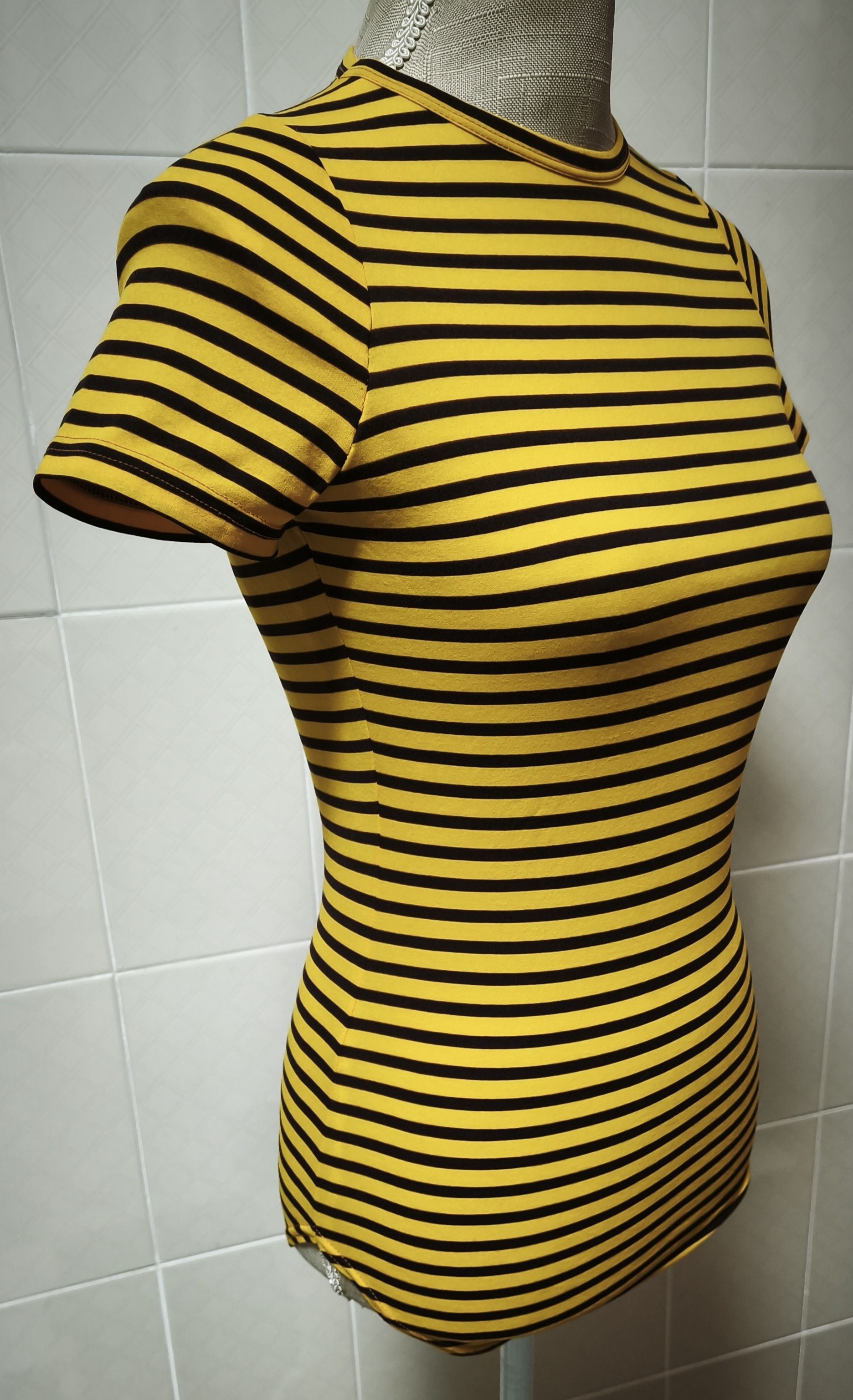 Jean Paul Gaultier Year: 1997 - Yellow and dark Brown stripes top Size S / US 4 / IT 40 - 2 Thumbnail