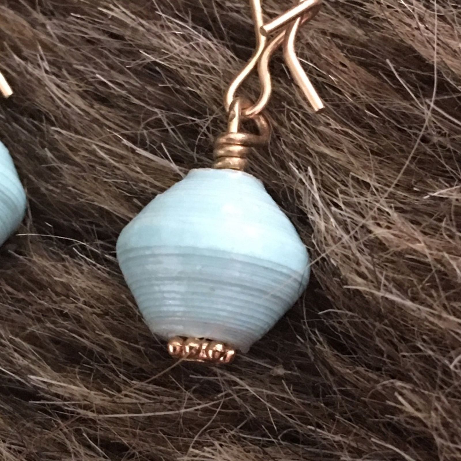Handmade Handmade turquoise glass bead gold tone ear wires Size ONE SIZE - 3 Thumbnail