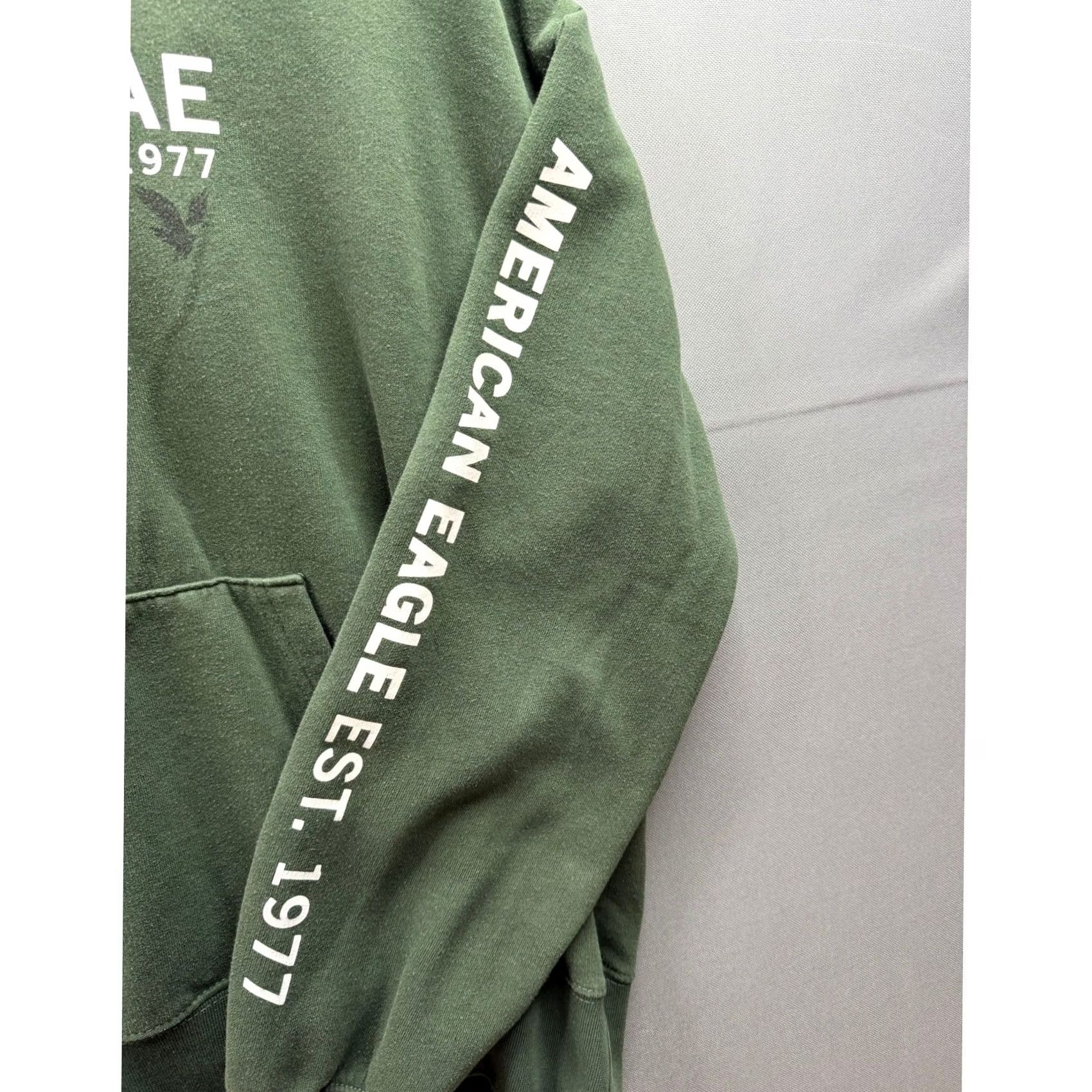 Vintage American Eagle Hoodie Mens Green Graphic Sleeve Logo Pullover M Medium Kangaroo Pockets Hooded Size US M / EU 48-50 / 2 - 6 Thumbnail