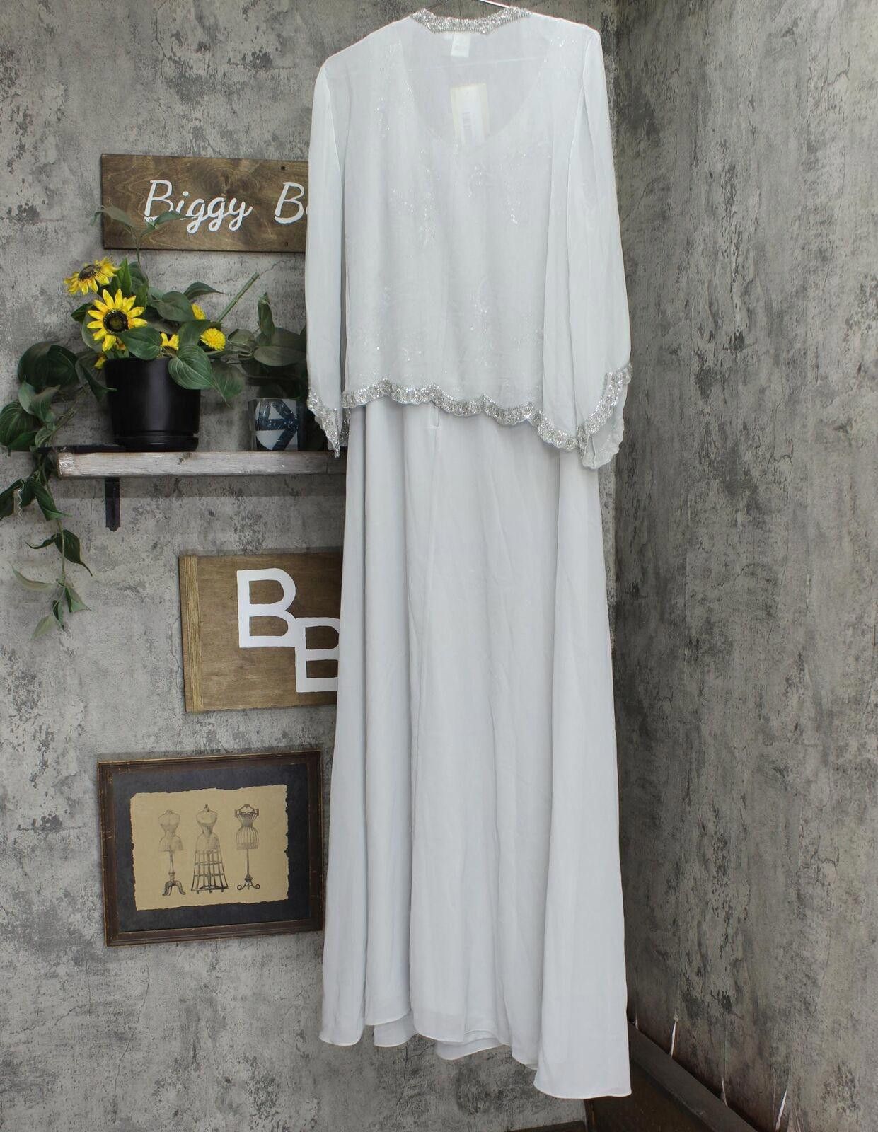 NWT J Kara Gown Dress with Dress Silver Gray / Multi 10