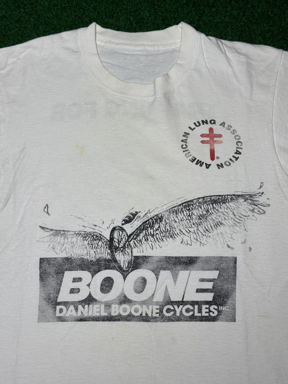 Vintage Vintage Daniel Boone Cycles 90s Alamo American Lung T Shirt Size US M / EU 48-50 / 2 - 2 Thumbnail