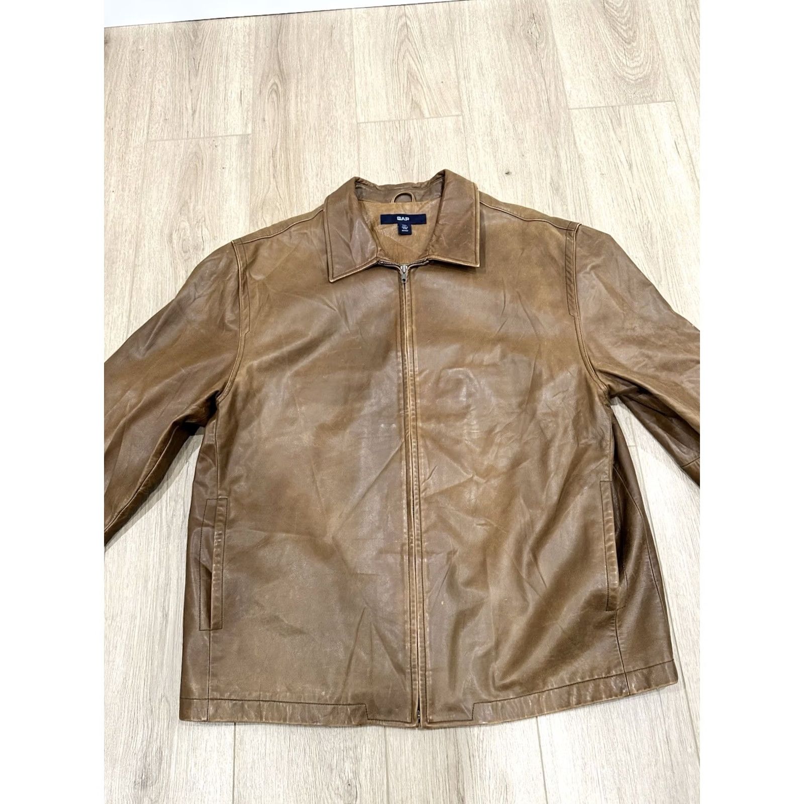 Gap Vintage Y2K GAP Motorcycle Brown Bomber 2XL Regular Leather Jacket Size US XXL / EU 58 / 5 - 3 Thumbnail