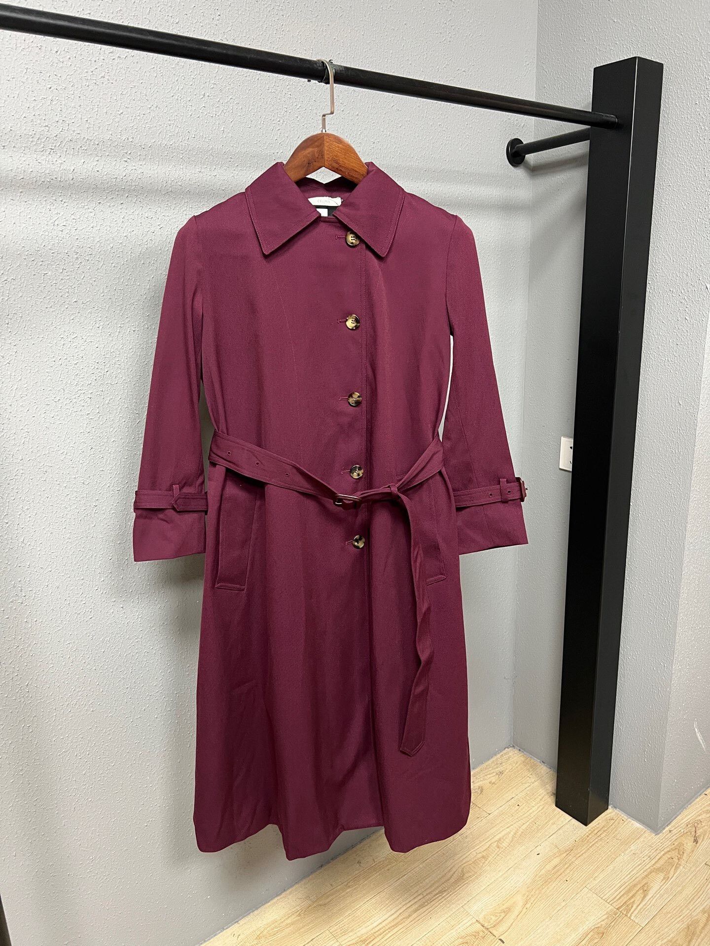 Celine long burgundy wool blend trench coat Size XS / US 0-2 / IT 36-38 - 1 Thumbnail