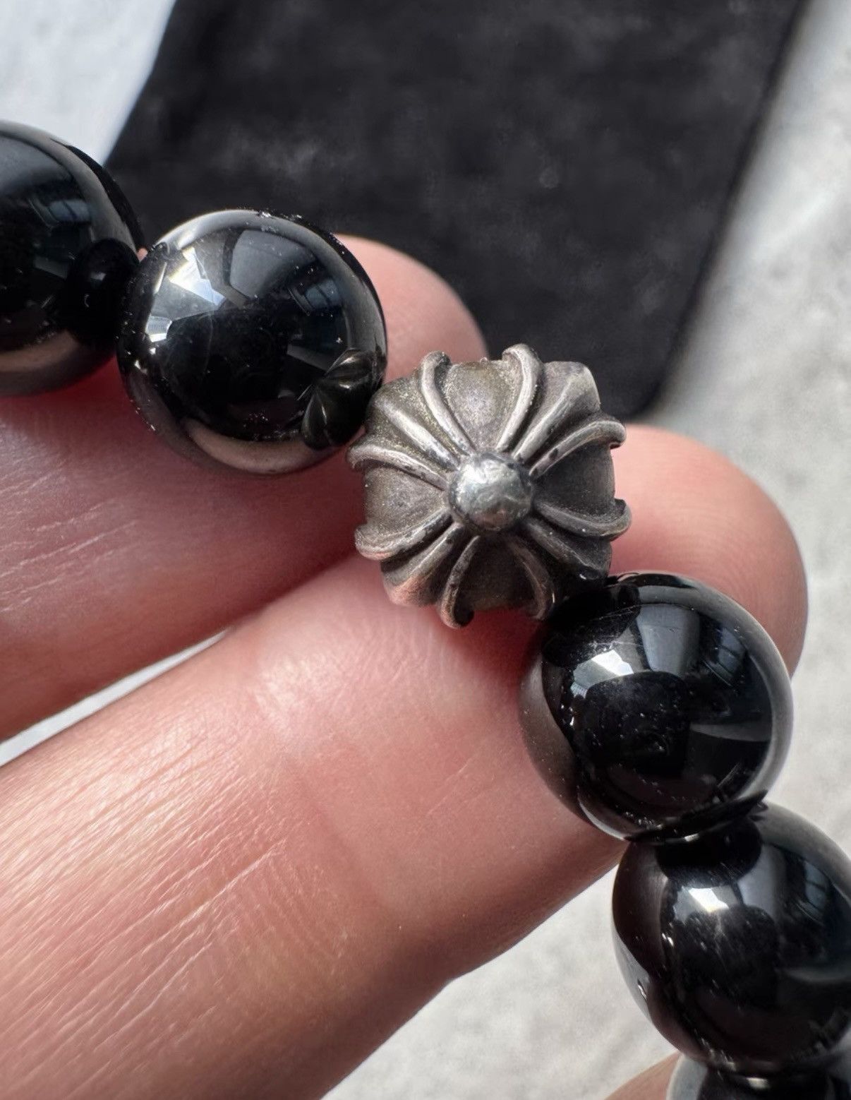 Chrome Hearts Chrome Hearts Eight Silver Beads & Obsidian Bracelet Size ONE SIZE - 6 Thumbnail