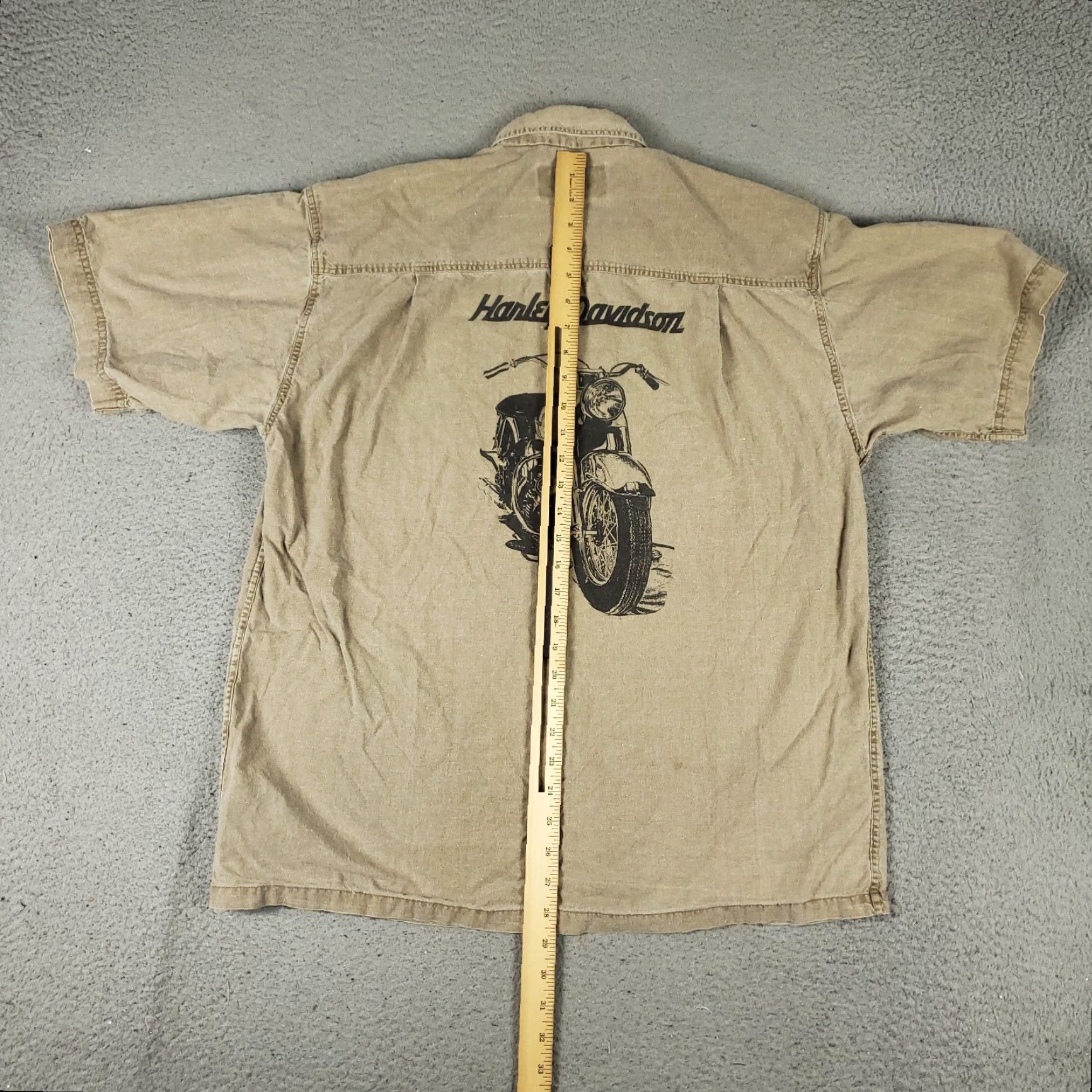 Harley Davidson VINTAGE Harley-Davidson Shirt Mens Size Large Beige Brown Button Up Short Sleeve Size US L / EU 52-54 / 3 - 4 Thumbnail