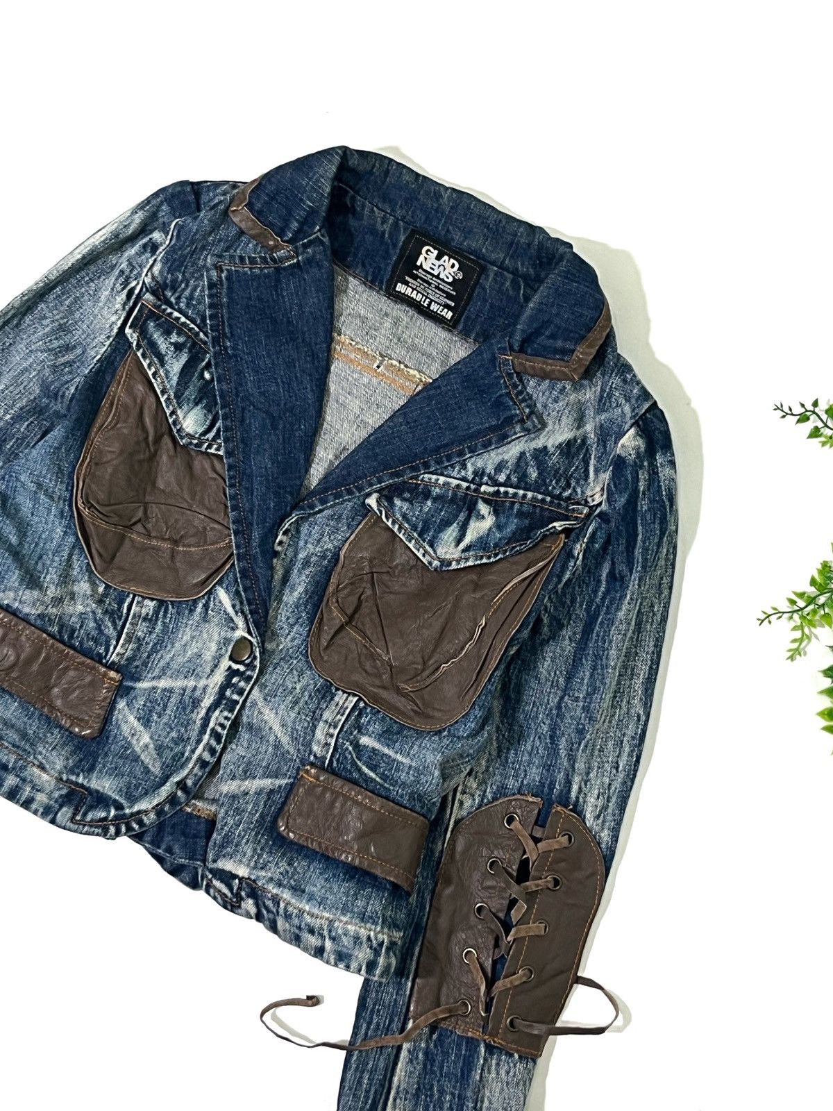 If Six Was Nine RARE❤️‍🔥Vintage Glad News y2k denim Jacket Size S / US 4 / IT 40 - 4 Thumbnail