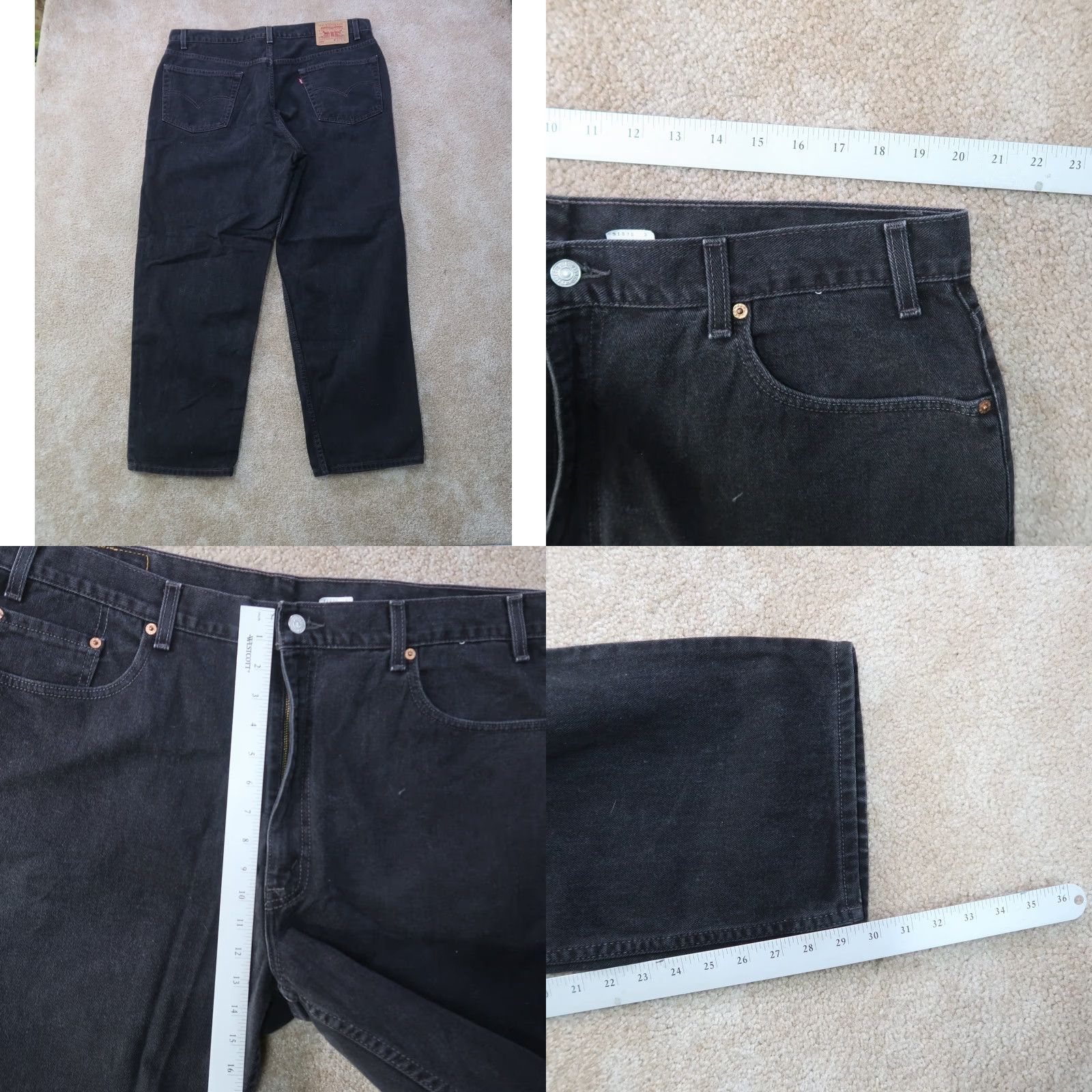 Levi's VINTAGE Levi's 550 Jeans Men's 42x30 Black Denim Relaxed Fit 5-Pocket Zipper Pocket Logo Distressed Size US 42 / EU 58 - 8 Thumbnail