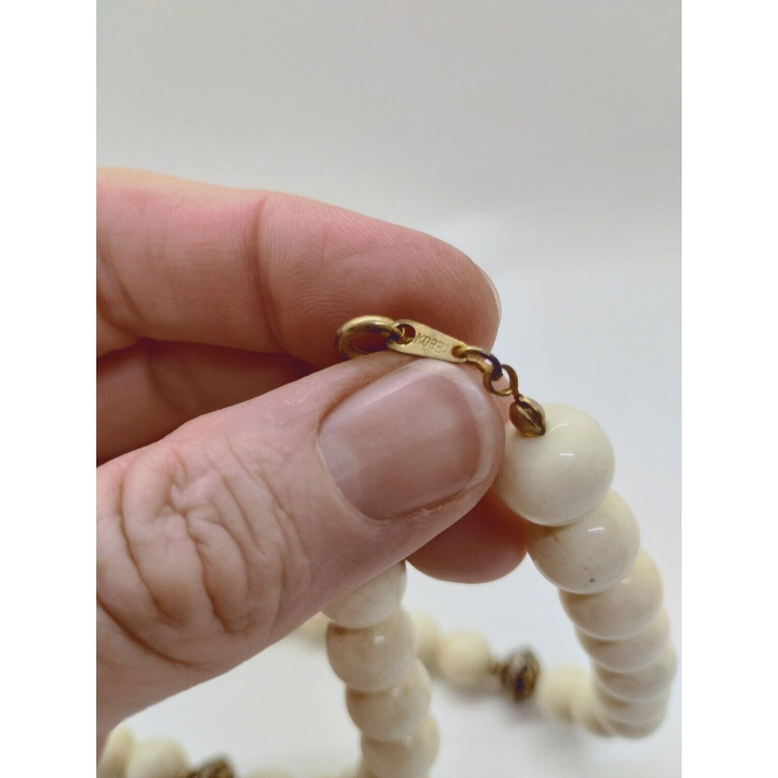 Vintage Antique Silver Tone White Beaded Necklace - Vintage 30" Size ONE SIZE - 6 Thumbnail