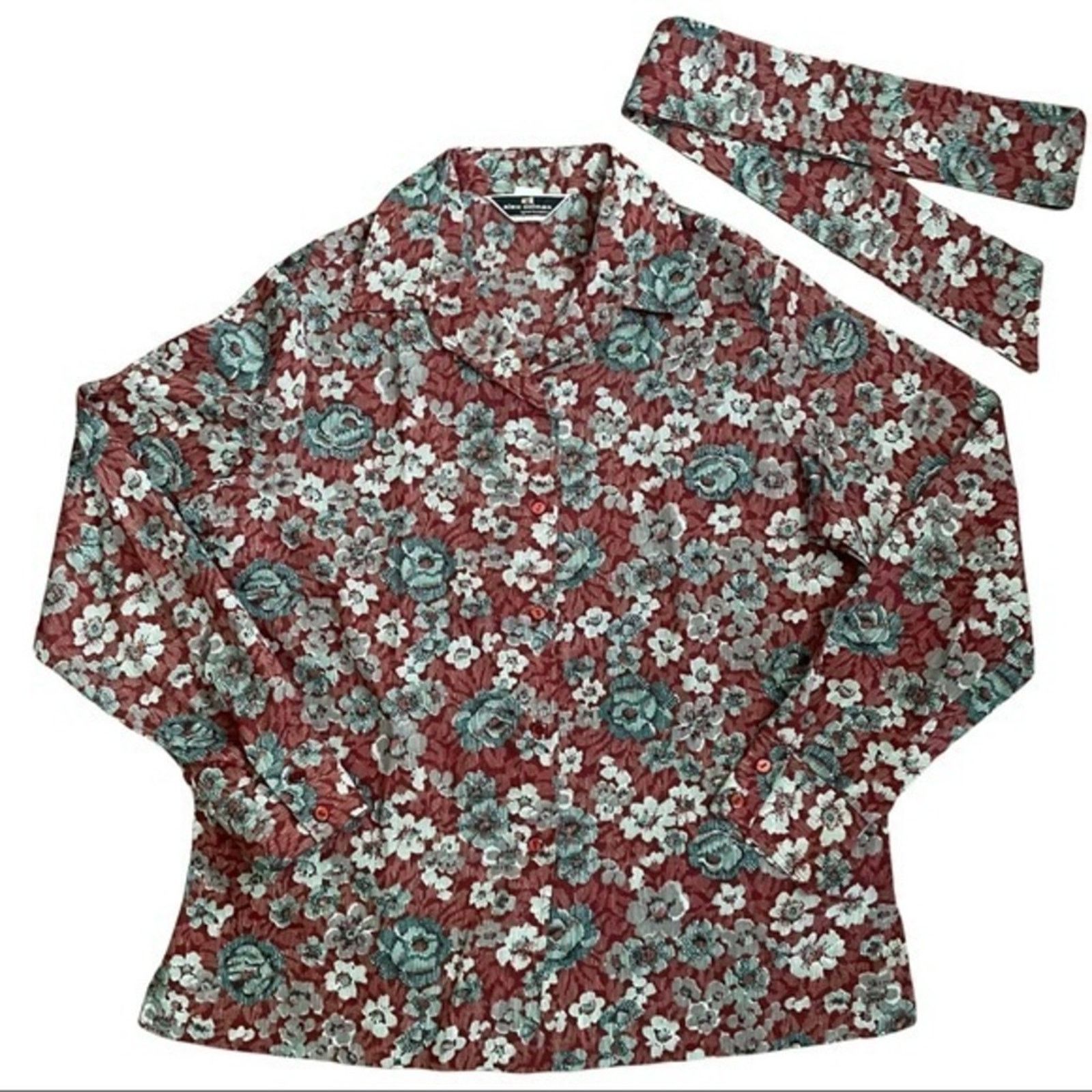 Vintage Vintage Alex Colman Sportswear Set: Floral Blouse & Scarf Size L / US 10 / IT 46 - 2 Thumbnail