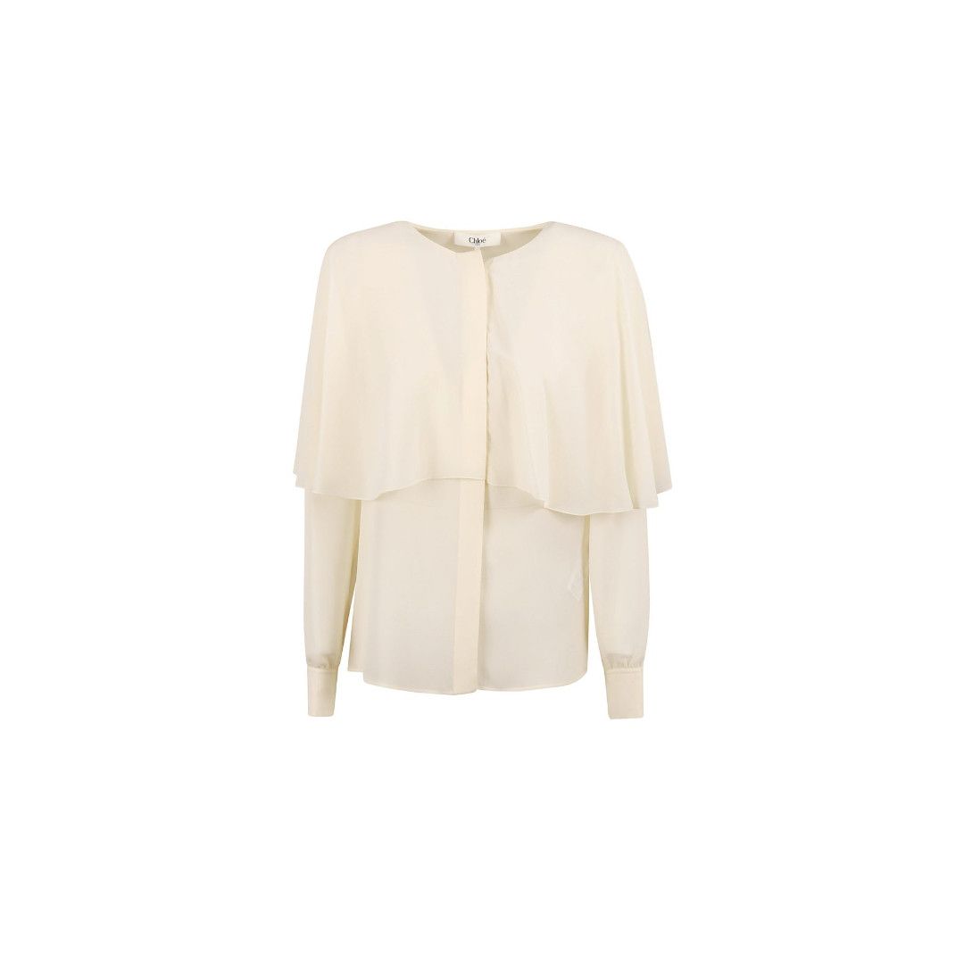 Chloe o1loc1c11125 Blouse in Pristine White Size L / US 10 / IT 46 - 1 Thumbnail