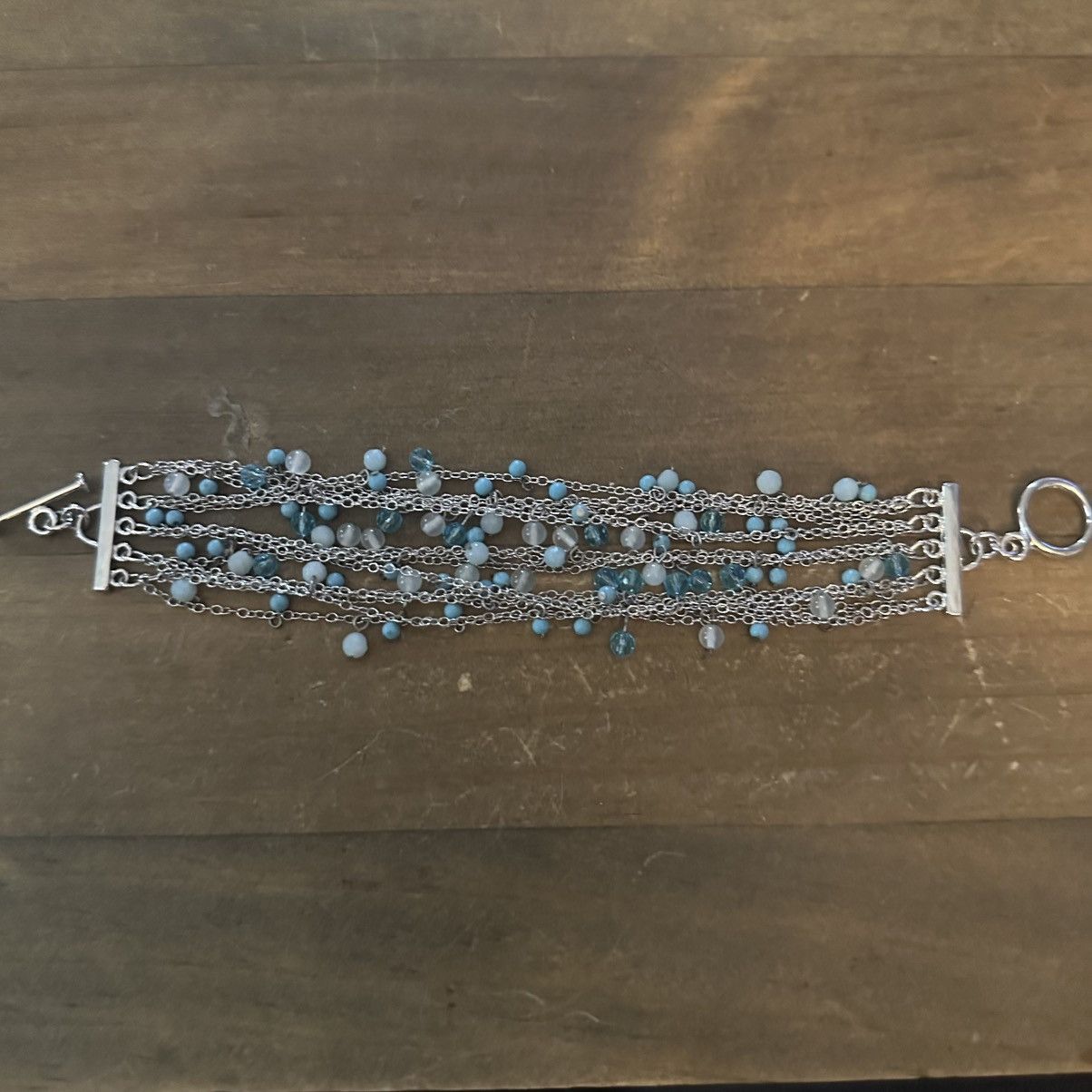 Other Silver tone multi strand blue dangle bead bracelet Size ONE SIZE - 5 Thumbnail
