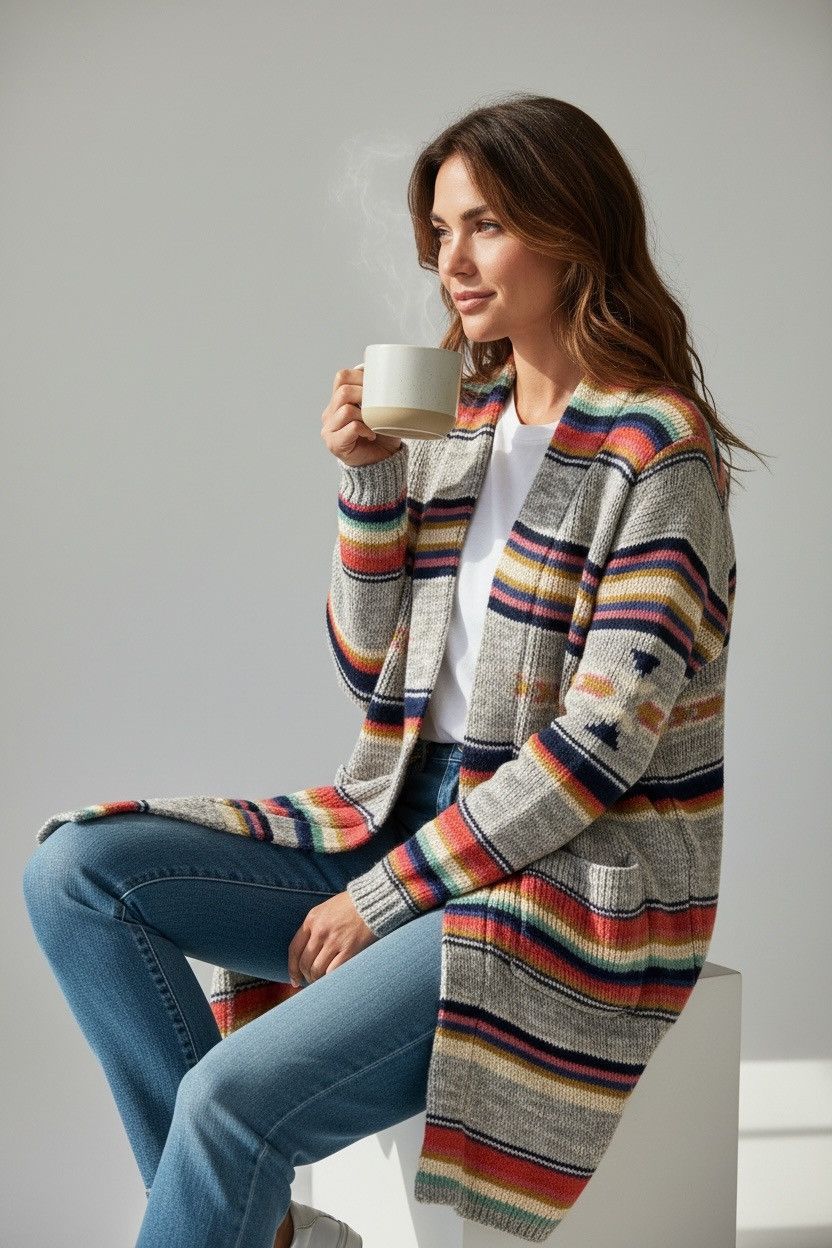 Japanese Brand Anti Ballistic Aztec Outerwear Long Cardigan (164) Size ONE SIZE - 1 Thumbnail