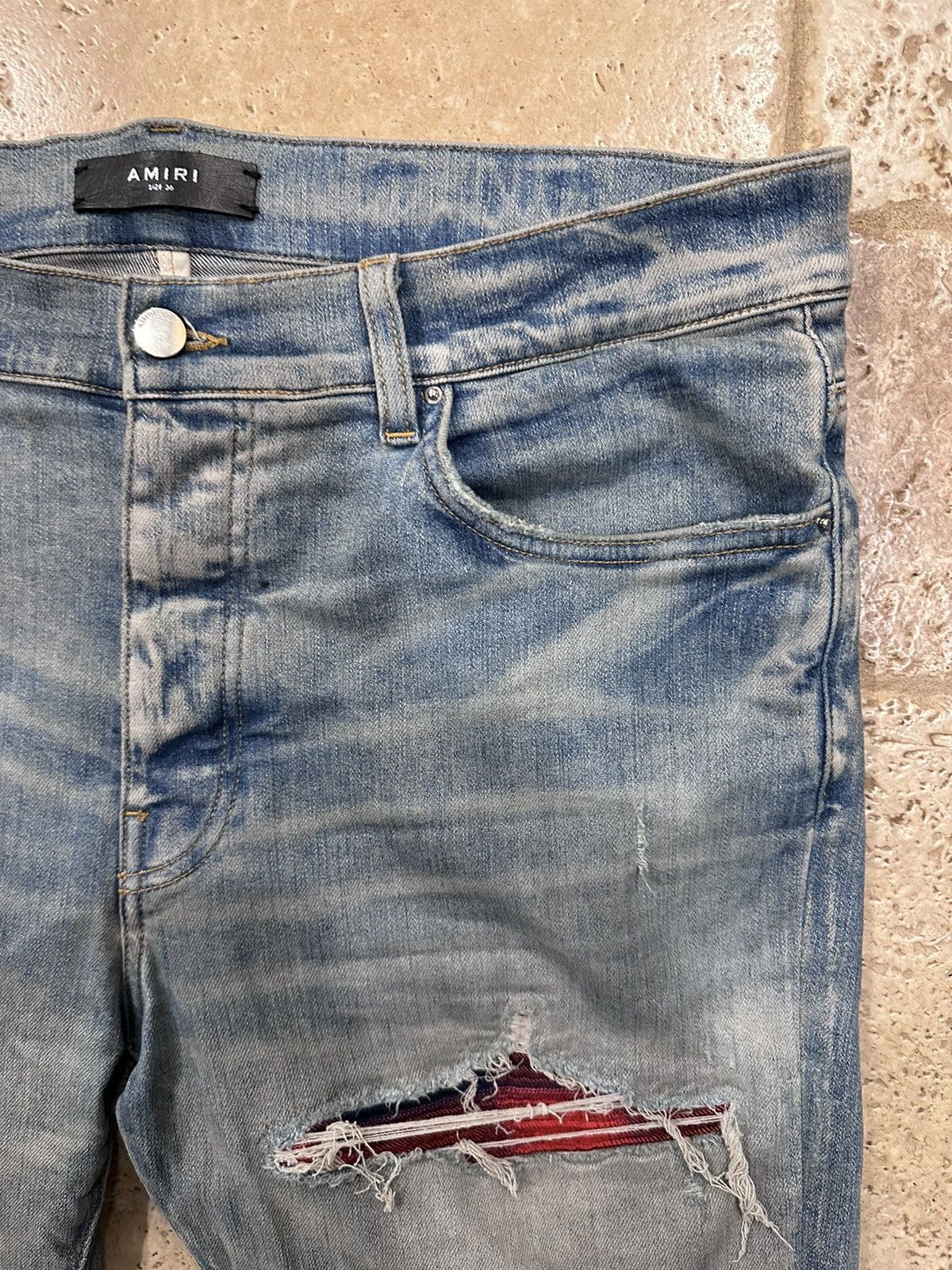 Amiri Amiri Mx1 Red Plaid Flannel Patch Clay Indigo Denim Jean Size US 36 / EU 52 - 5 Thumbnail