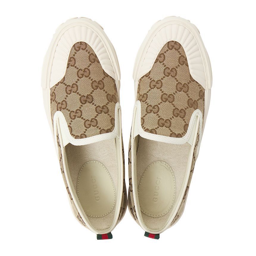 Gucci oc11z0126 Women's Slip-On Sneakers in Beige Size US 6.5 / IT 36.5 - 4 Thumbnail