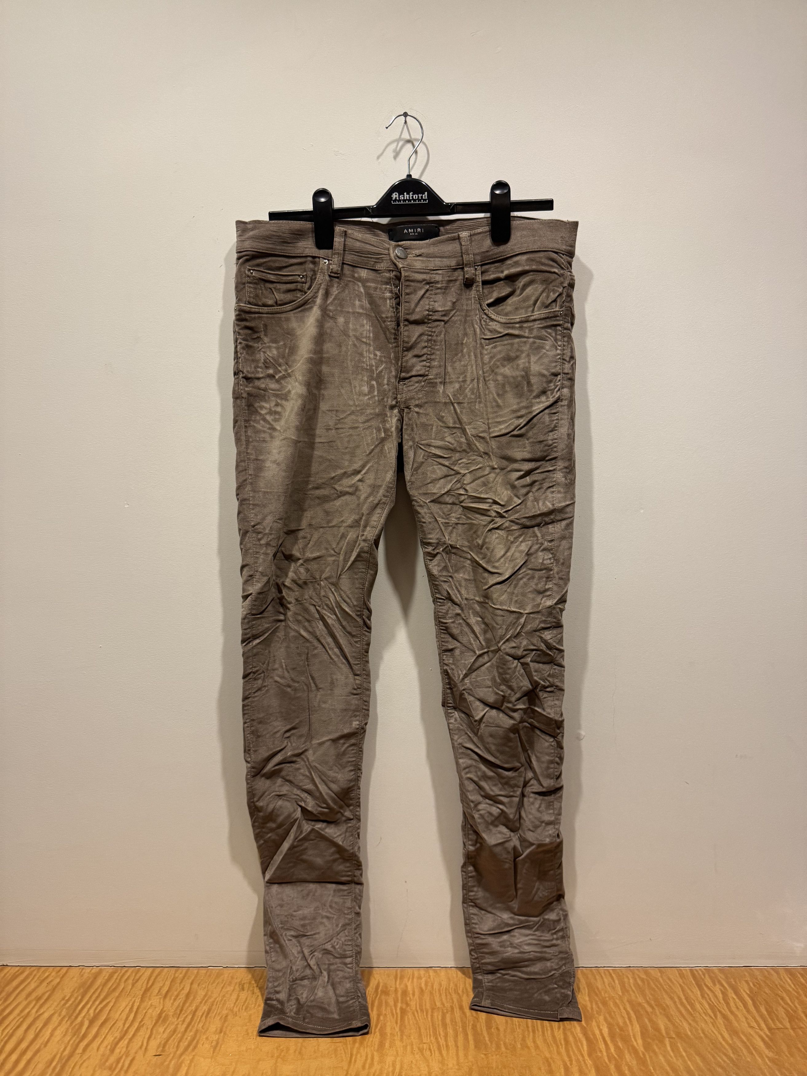 Amiri Tan Velvet Stack Jean Size US 34 / EU 50 - 2 Thumbnail