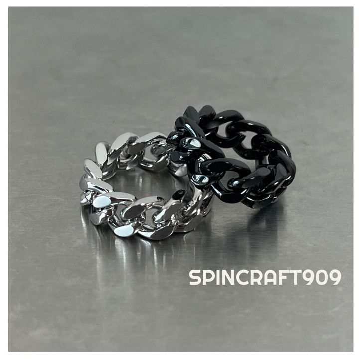 Jewelry Linked Ring Set ( Black / Silver ) Size ONE SIZE - 5 Thumbnail