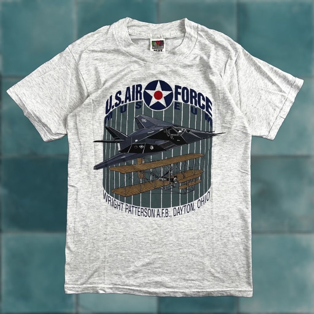 Fruit Of The Loom USAF VTG T Shirt Mens Crew Neck Short Sleeve Gray 90s Vintage Fruit of the Loom Size S Size US S / EU 44-46 / 1 - 1 Thumbnail
