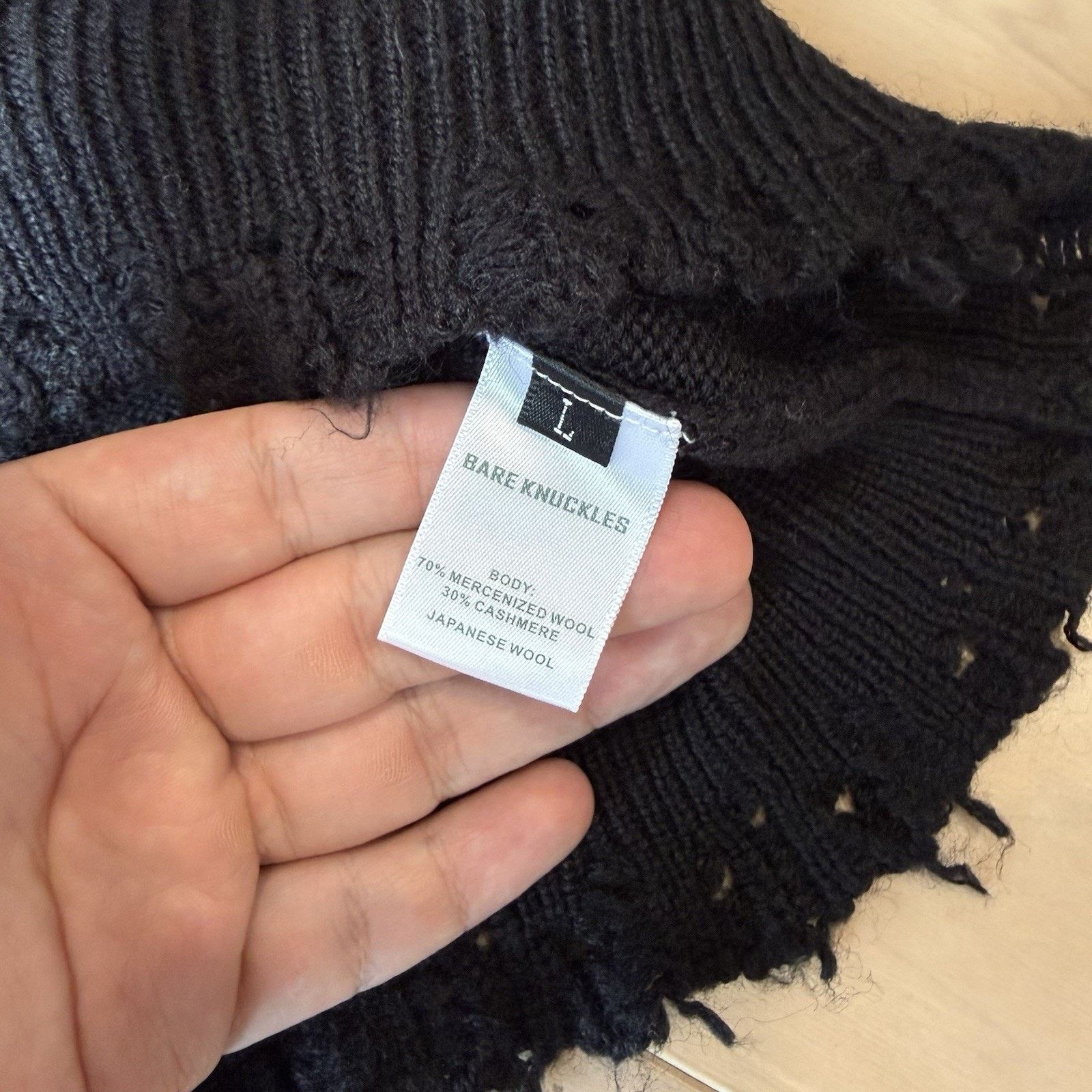 Bare Knuckles Bare Knuckles Cropped Wool Cashmere Sweater Large Black Size US L / EU 52-54 / 3 - 6 Thumbnail