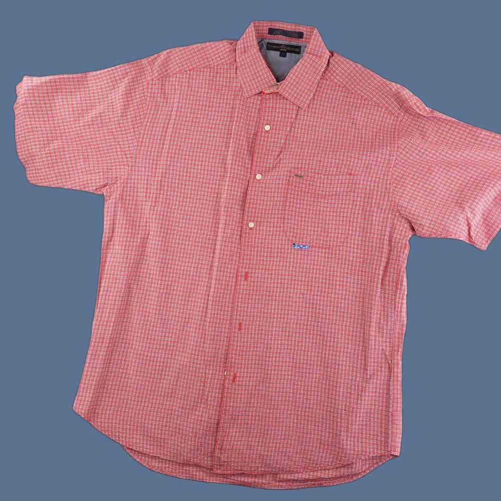 Tommy Hilfiger VINTAGE Tommy Hilfiger Shirt Mens XL Red Gingham Short Sleeve Button UP Size US XL / EU 56 / 4 - 1 Thumbnail