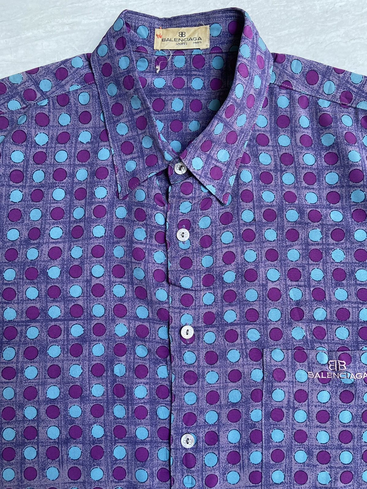 Balenciaga BALENCIAGA Purple Polkadot Patterned Shirt Size US L / EU 52-54 / 3 - 10 Thumbnail