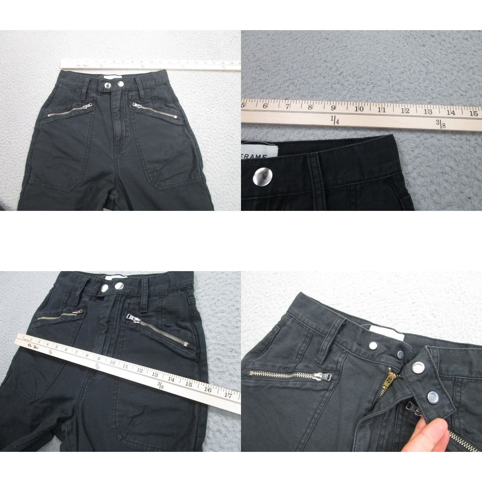 Frame Frame Pants 23 Black High Rise Moto Zip Ankle Tapered Gothic Punk Womens Size 40" / US 18 - 8 Thumbnail
